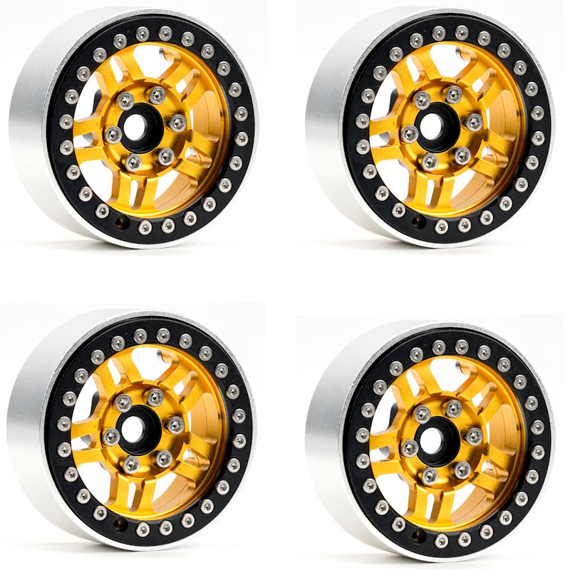Powerhobby B4 Aluminum 1.9 Beadlock Wheels 9mm Hubs Gold (4) 1/10 Rock Crawler