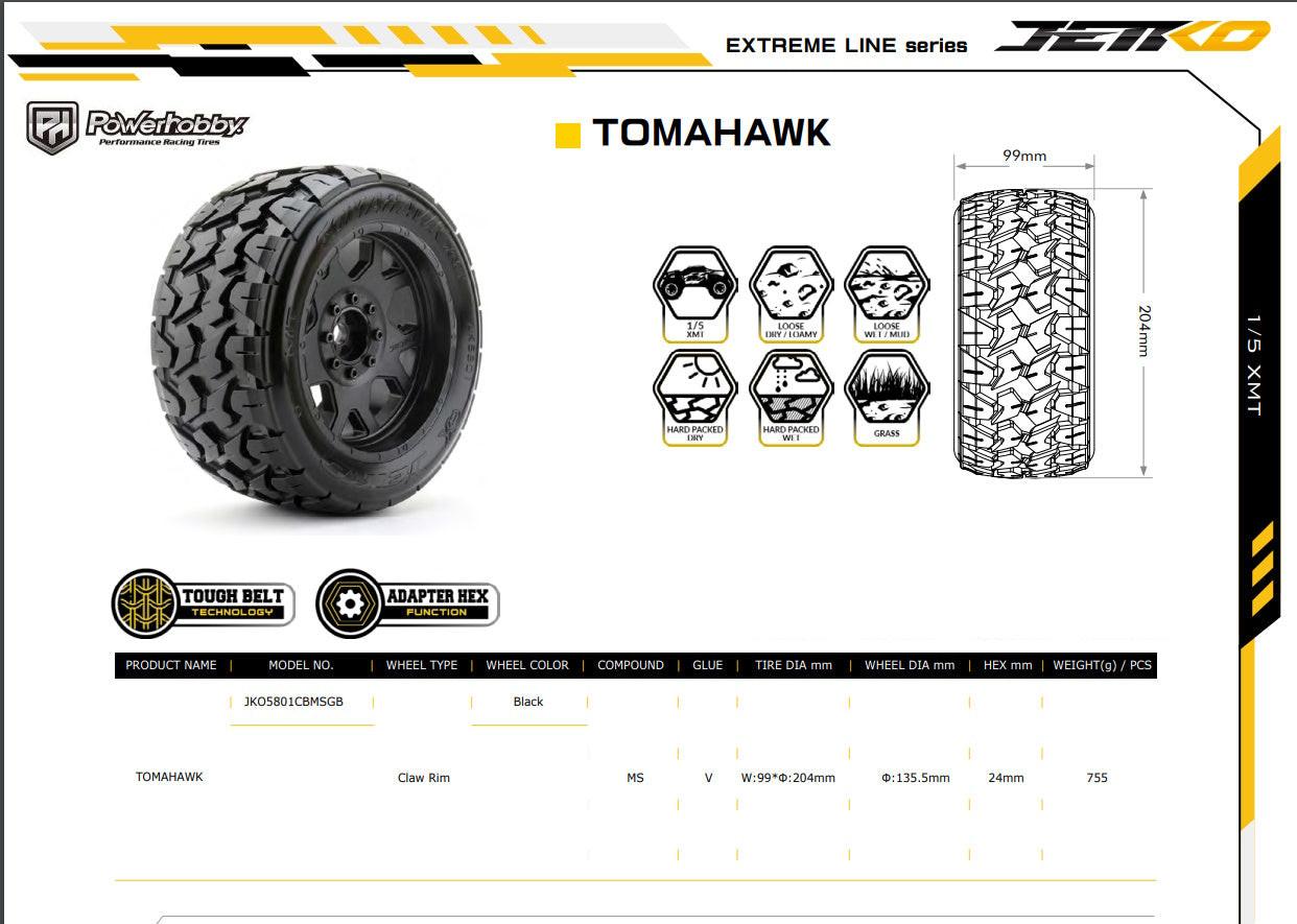 Powerhobby Tomahawk 1/5 Belted Tires (2) FOR Traxxas X-Maxx Arrma Losi DBXL-E - PowerHobby