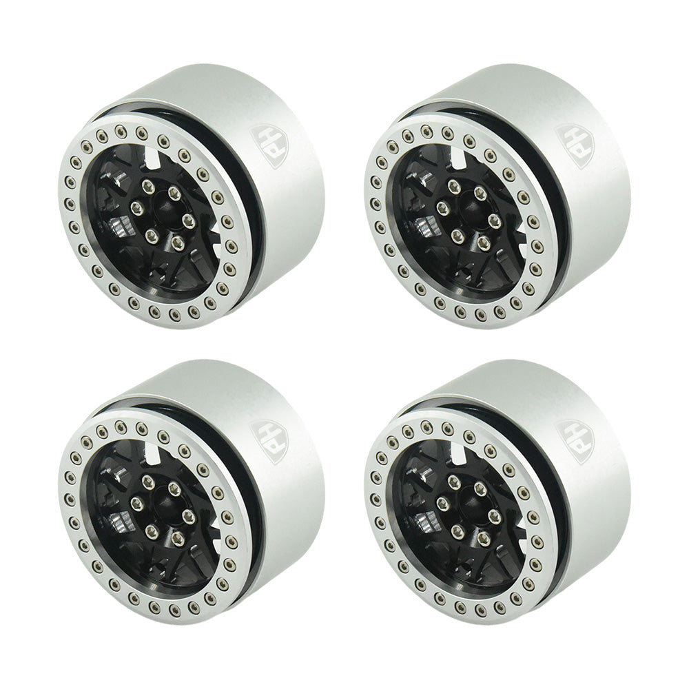 Powerhobby Aluminum 2.2" Beadlock Wheels Black (4) 1/10 Rock Crawler - PowerHobby
