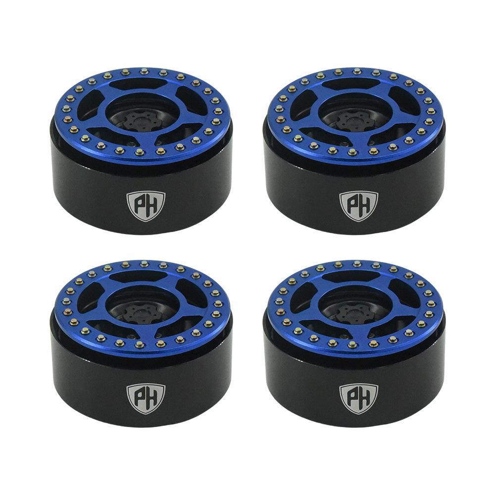 Powerhobby Aluminum 2.2" Beadlock Wheels Blue (4) 1/10 Rock Crawler - PowerHobby