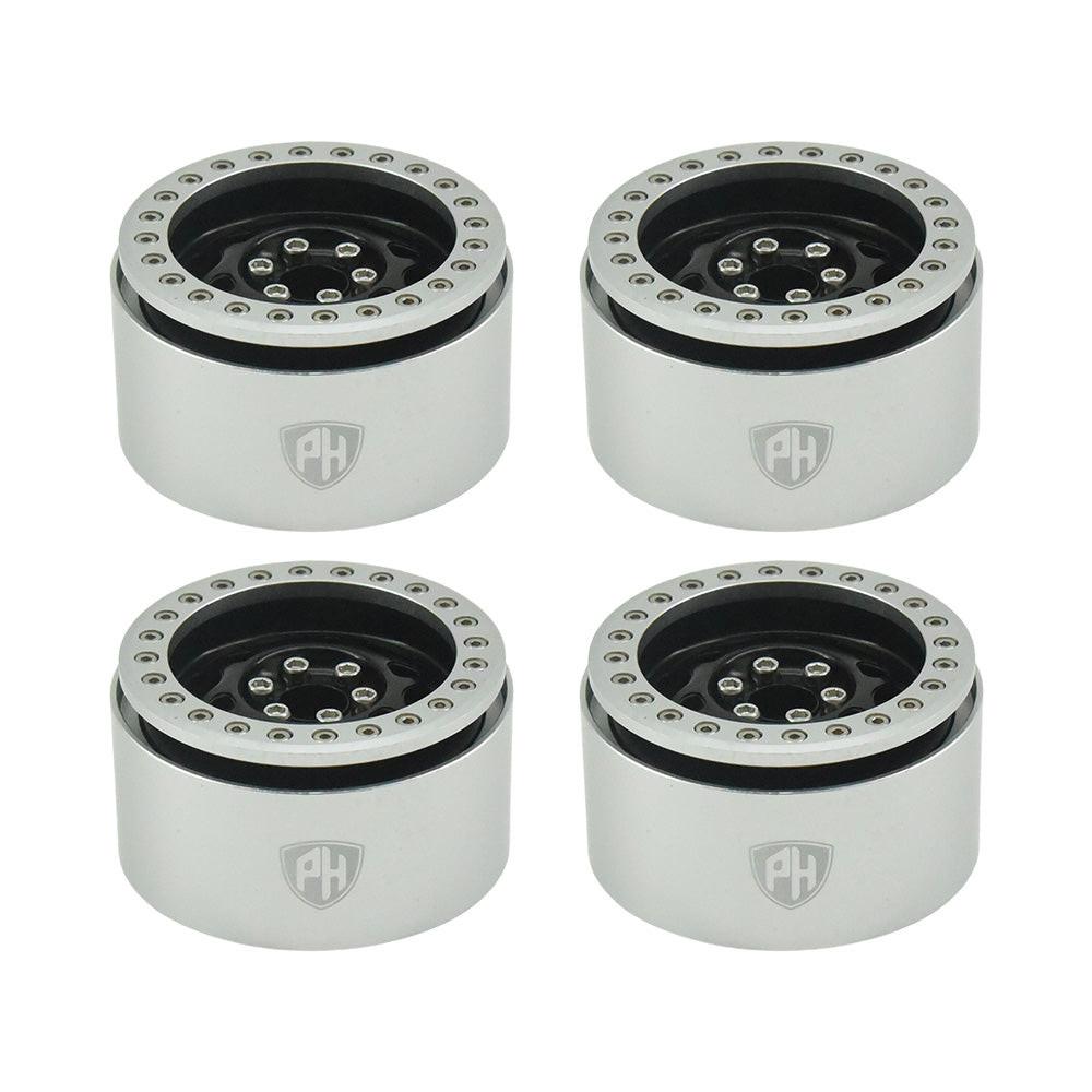 Powerhobby Aluminum 2.2" Beadlock Wheels Black Star (4) 1/10 Rock Crawler - PowerHobby