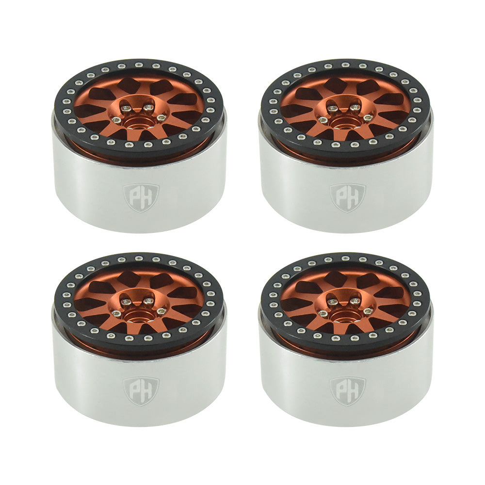 Powerhobby Aluminum 2.2" Beadlock Wheels Orange (4) 1/10 Rock Crawler - PowerHobby