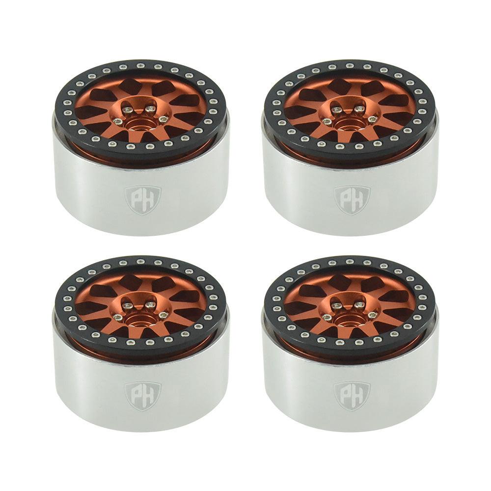 Powerhobby Aluminum 2.2" Beadlock Wheels Orange (4) 1/10 Rock Crawler - PowerHobby