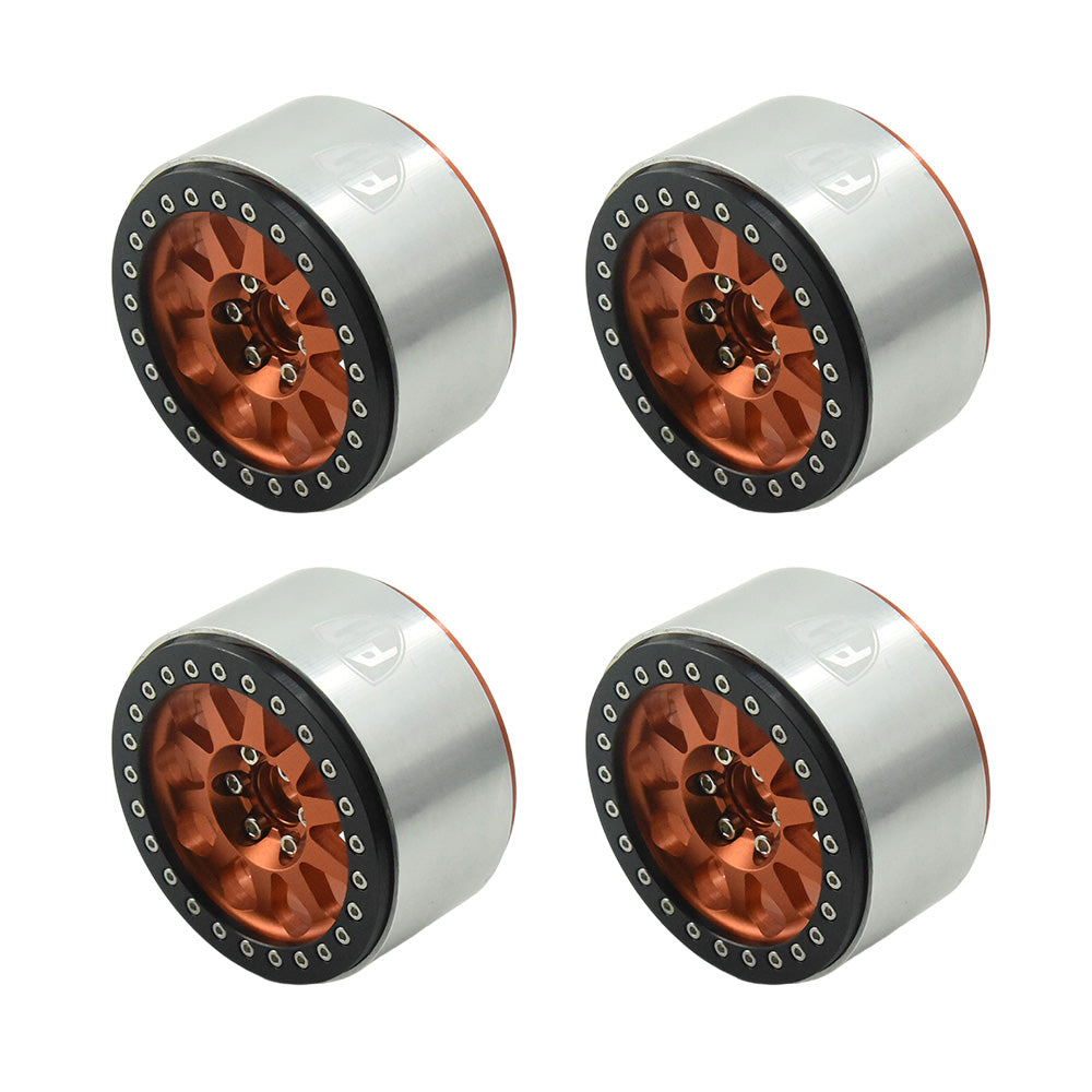 Powerhobby Aluminum 2.2" Beadlock Wheels Orange (4) 1/10 Rock Crawler - PowerHobby
