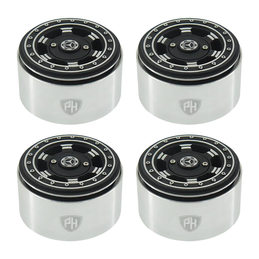 Powerhobby Aluminum 2.2" Beadlock Wheels Black / Silver (4) 1/10 Rock Crawler - PowerHobby