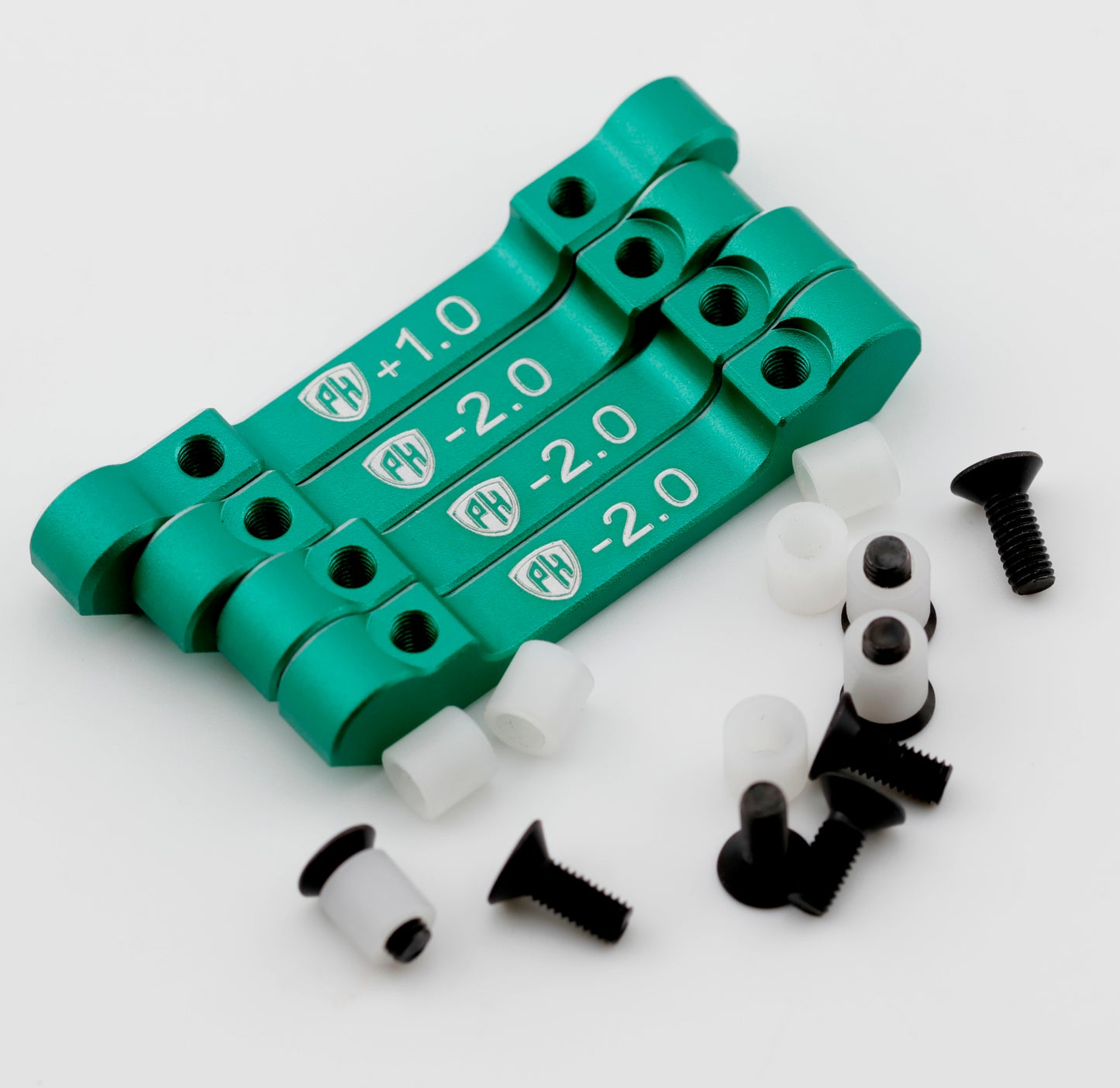 Powerhobby Aluminum Suspension Mount Set (+1.0/-2.0) Green MST RMX 2.5