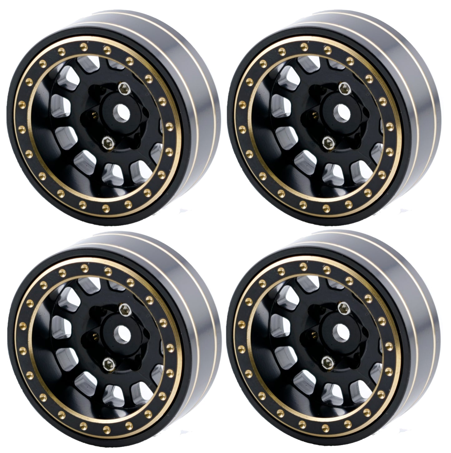 Powerhobby 1.1" 12-Spoke Brass Beadlock Wheels offset -3.75mm (4) 1/24 SCX24
