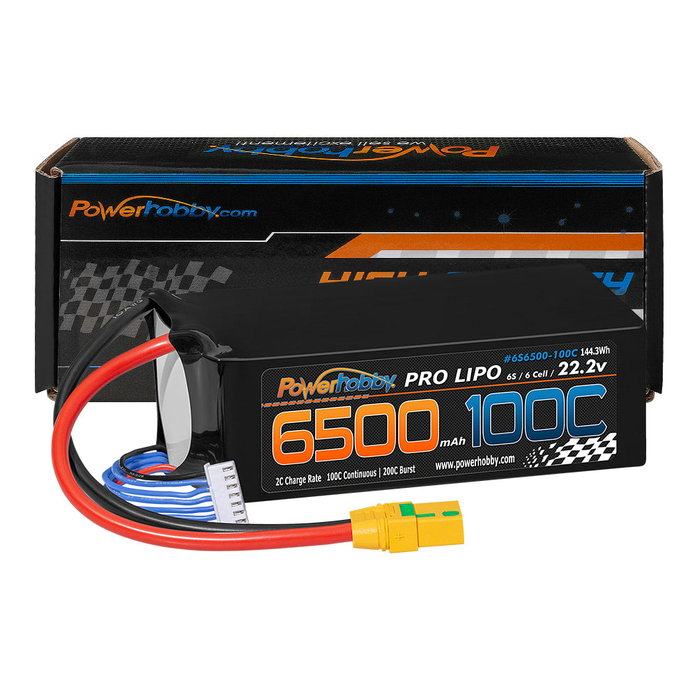 Powerhobby 6S 22.2V 6500mah 100c Lipo Battery w XT90 Plug