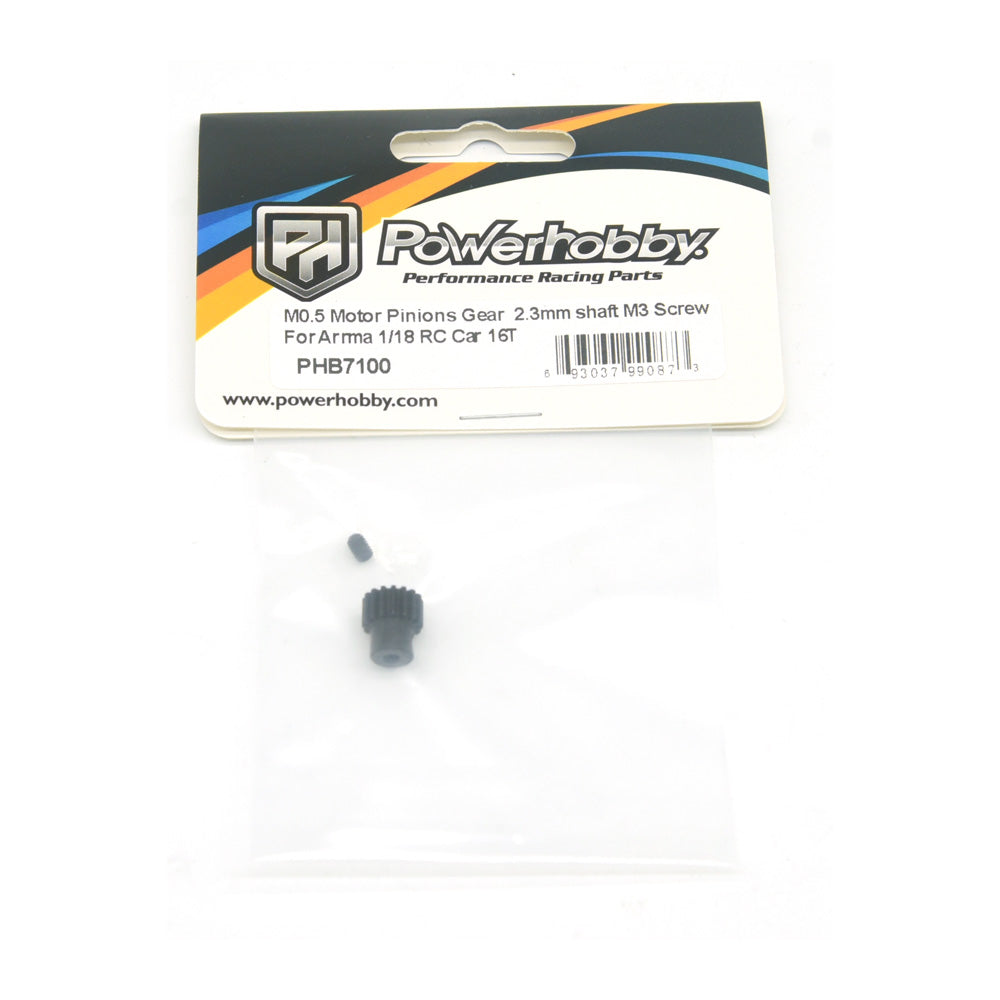 Powerhobby Mod 0.5 2.3mm Bore 16T Pinion Gear Fits Arrma Grom