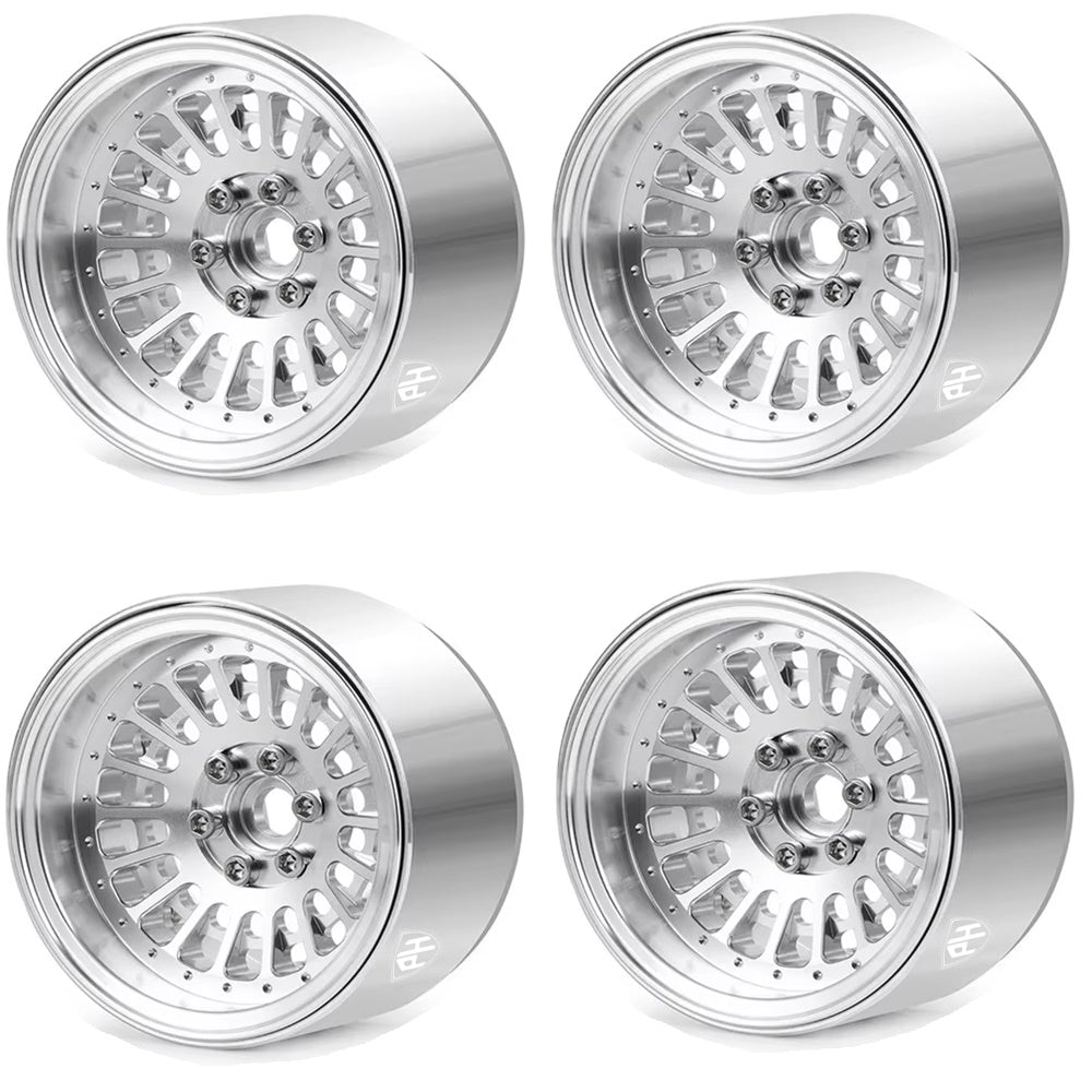 Powerhobby Aluminum 2.2" Beadlock Wheels Silver (4) 1/10 Rock Crawler