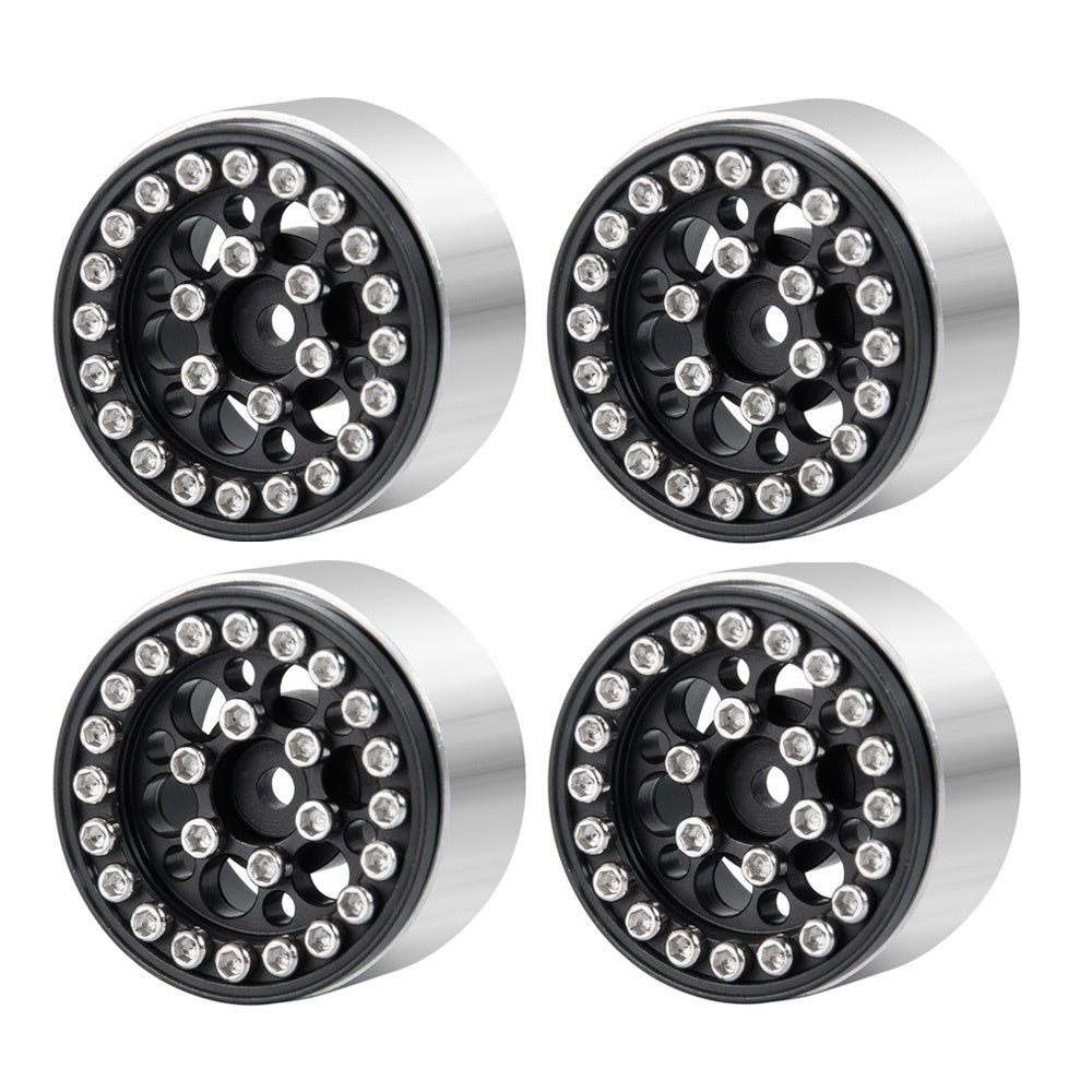 Powerhobby 1.0" Beadlock Wheels Black (4) 1/24 Rock Crawler