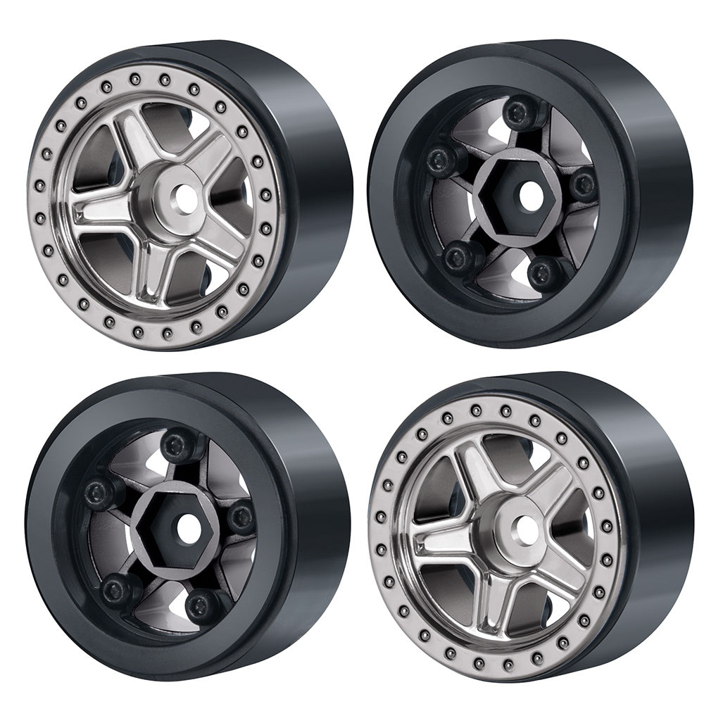 Powerhobby 1.0" Beadlock Wheels Grey (4) 1/24 Rock Crawler