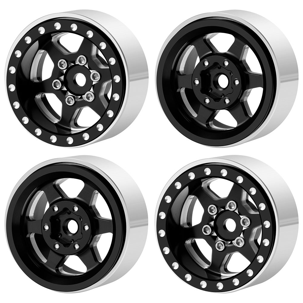 Powerhobby 1.0" Beadlock Wheels Black (4) 1/24 Rock Crawler