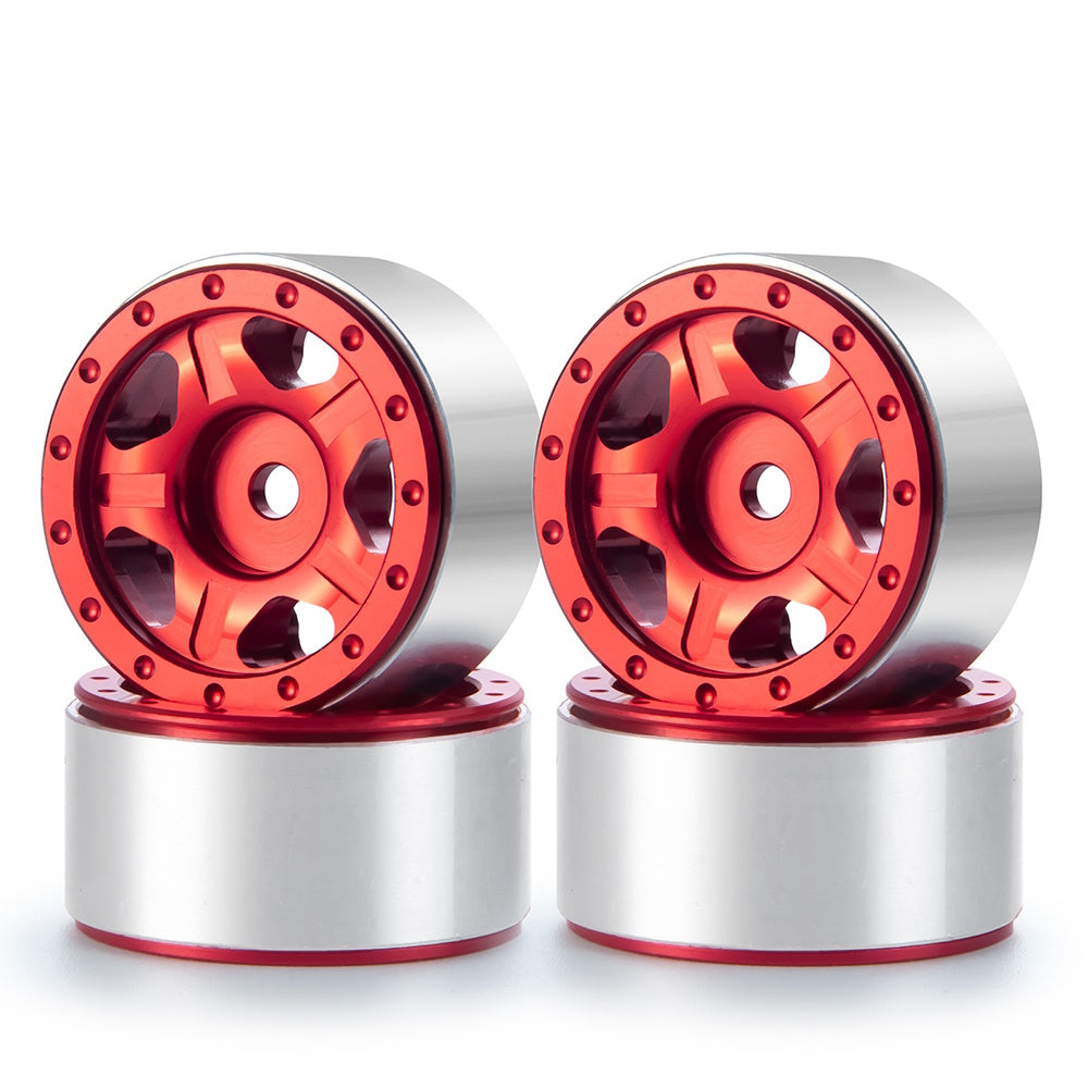 Powerhobby 1.0" Beadlock Wheels Red (4) 1/24 Rock Crawler