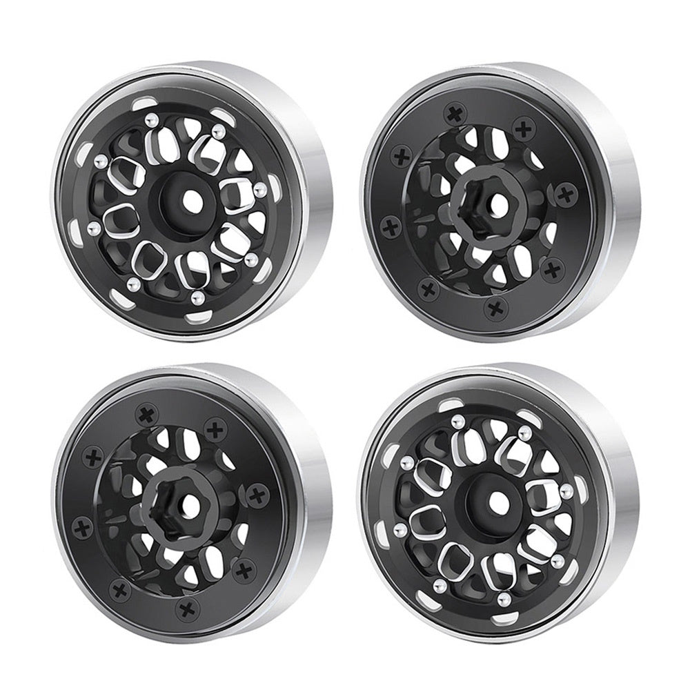 Powerhobby 1.0" Beadlock Wheels Black (4) 1/24 Rock Crawler
