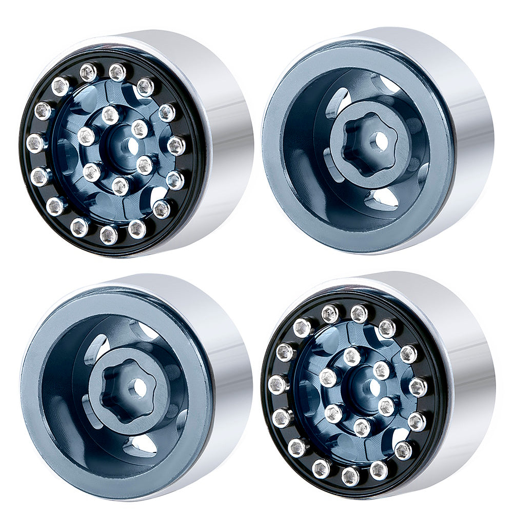 Powerhobby 1.0" Beadlock Wheels Grey / Black (4) 1/24 Rock Crawler