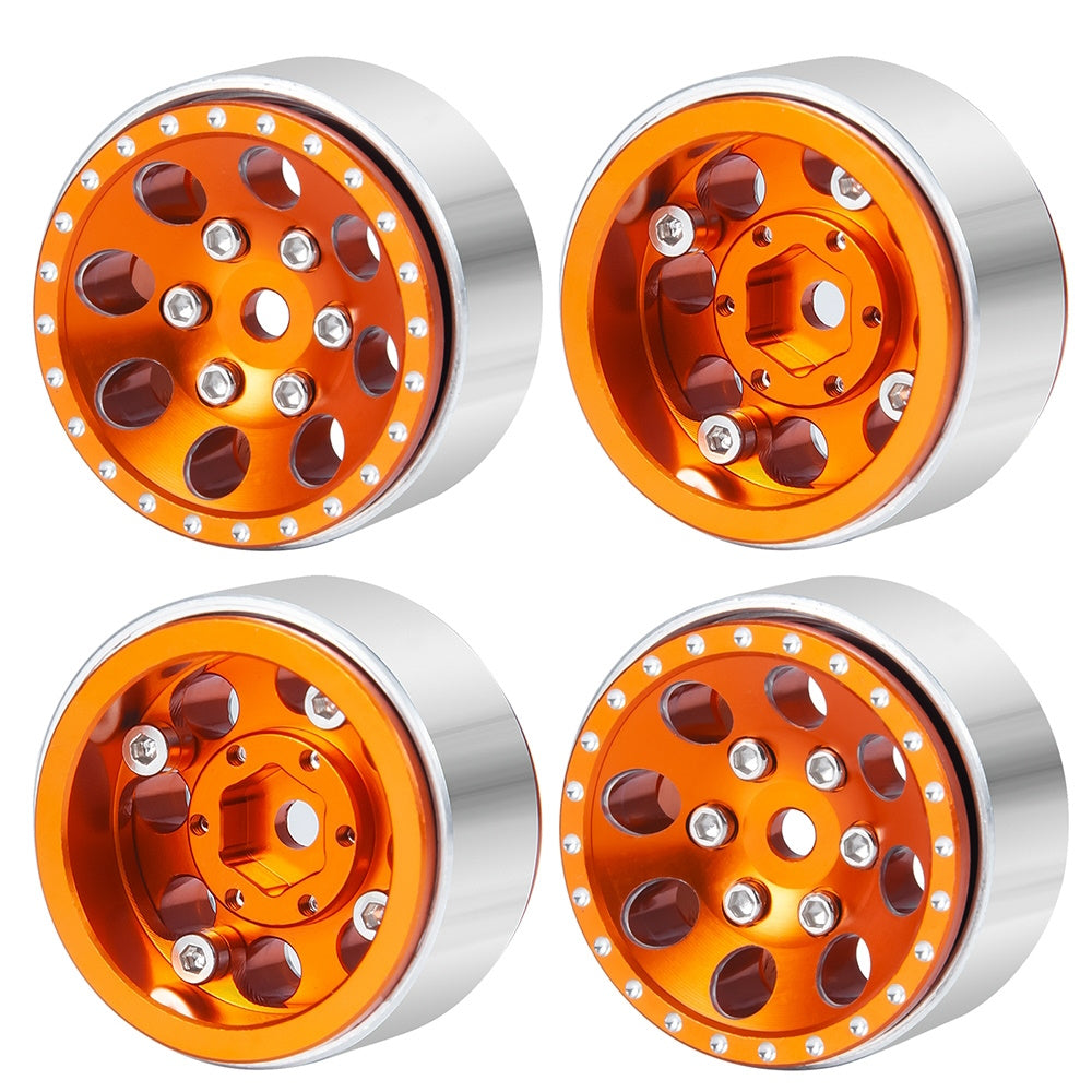 Powerhobby 1.0" Beadlock Wheels Orange (4) 1/24 Rock Crawler
