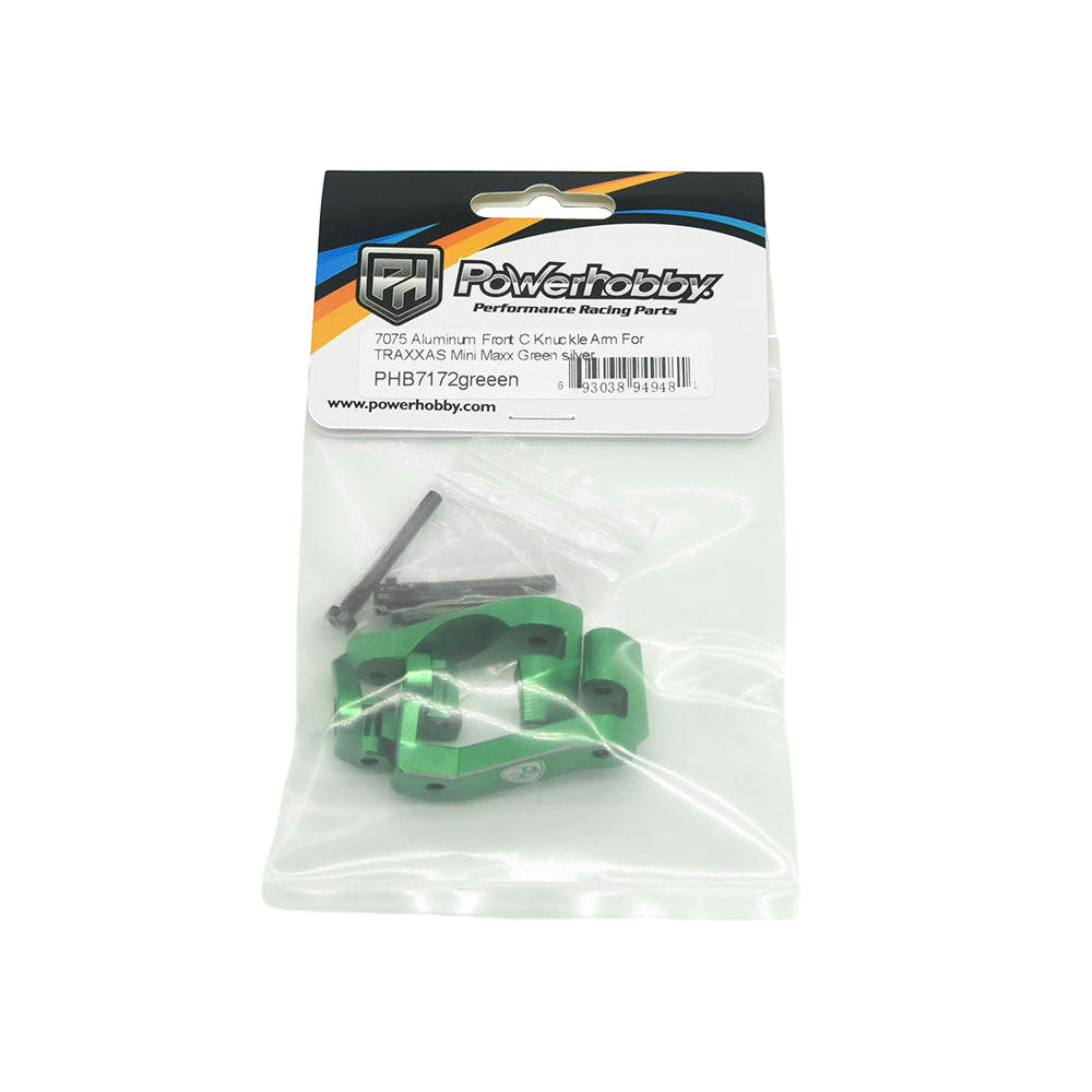 Powerhobby 7075 Aluminum Front C Hub / Knuckle Arms Green FOR Traxxas Mini Maxx