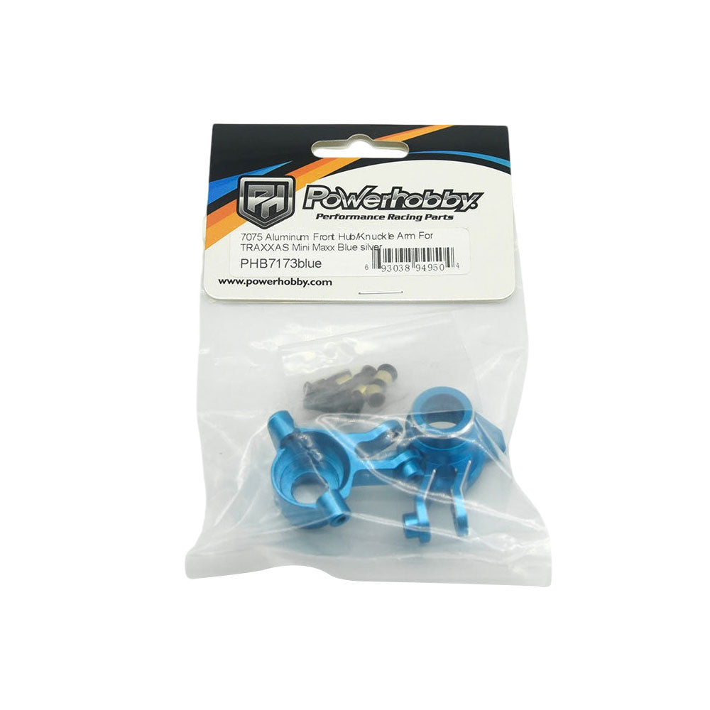 Powerhobby 7075 Aluminum Front Hub / Knuckle Arms Blue FOR Traxxas Mini Maxx