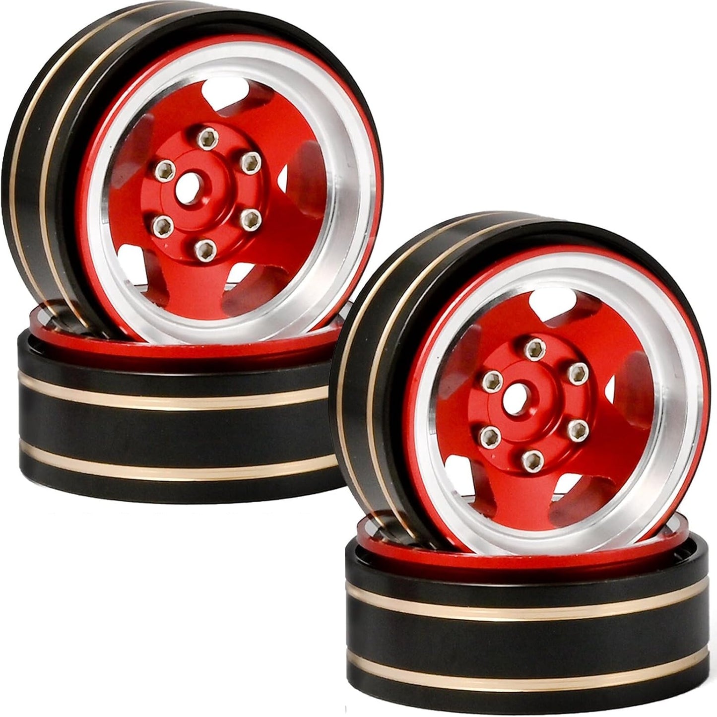 Powerhobby 1.3" Titanium Brass Beadlock Crawler Wheels (4) 1/24 Rock Crawler