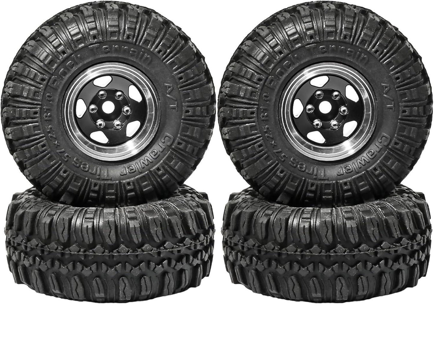 1.0" Mounted Tires / Wheels (4) 1/24 Rock Crawler