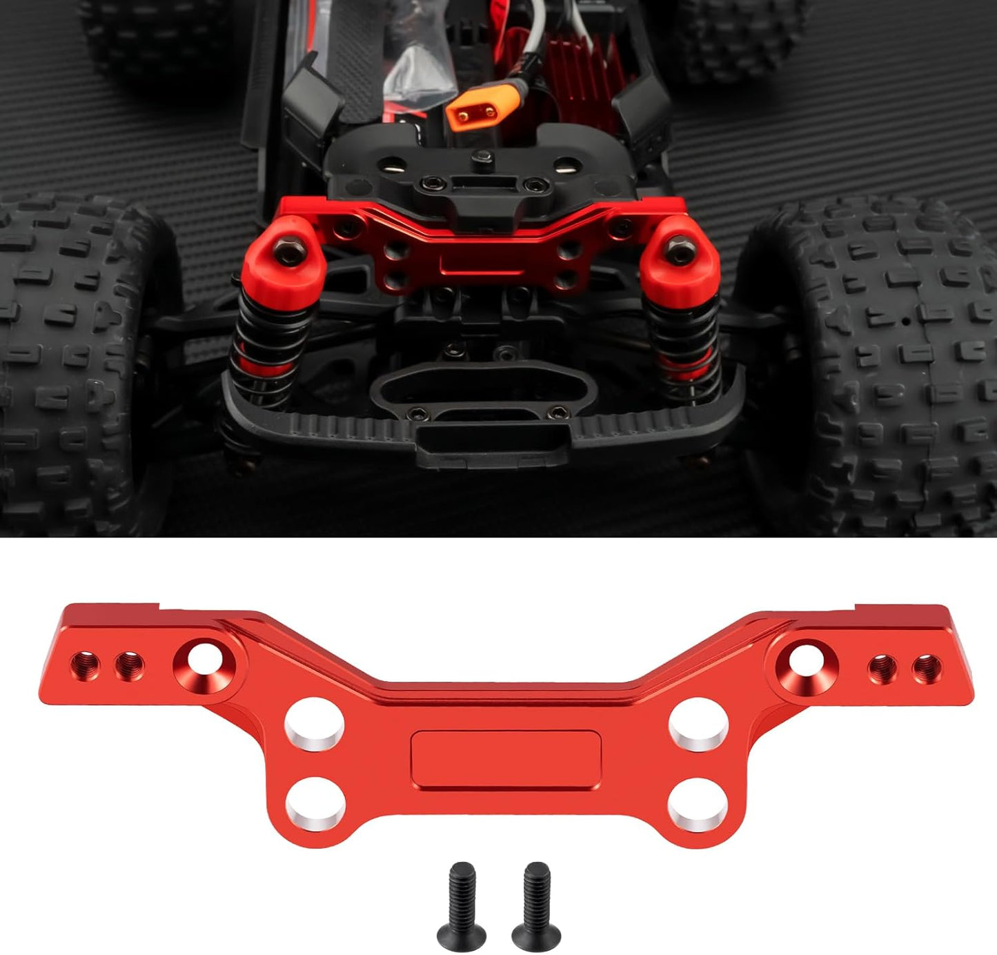 Powerhobby Aluminum Rear Shock Tower Dampler Plate Red Arrma Grom Granite / Mojave