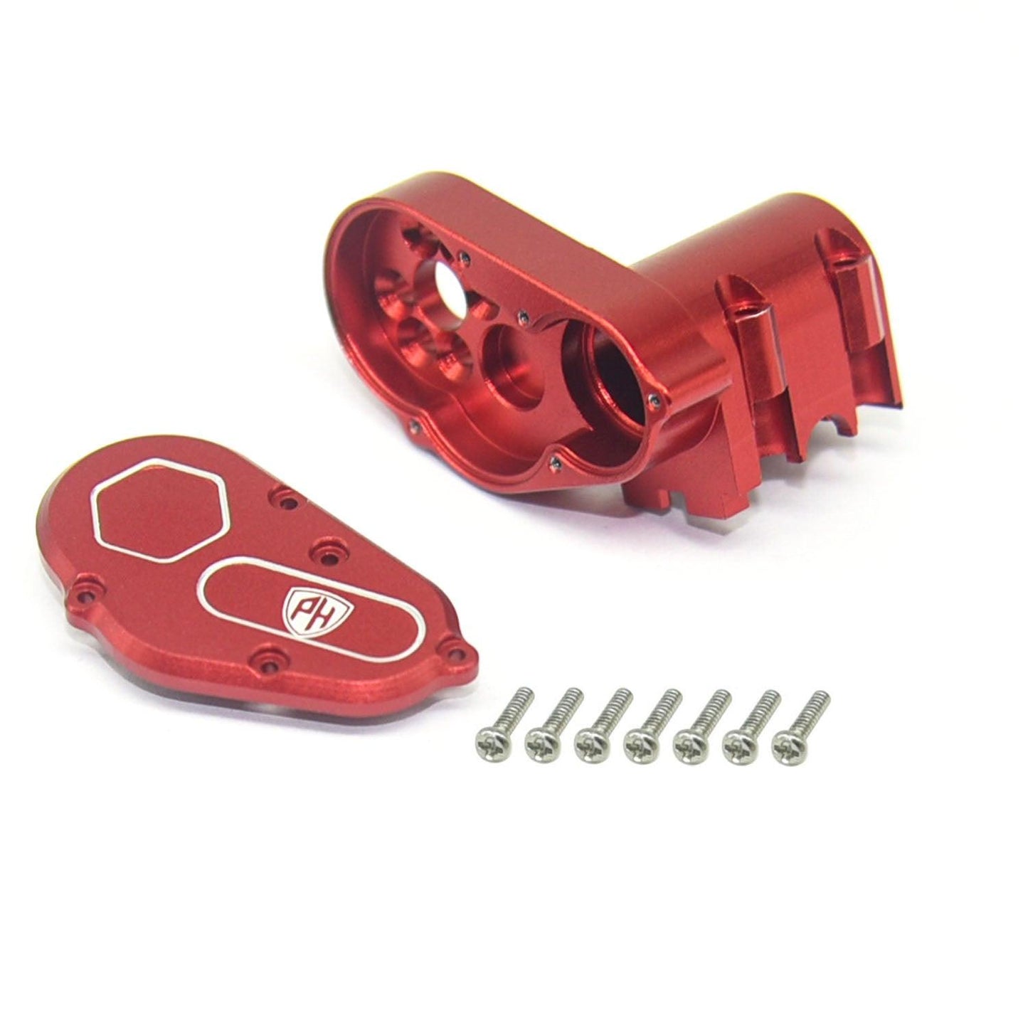 Powerhobby Aluminum Gear Box + Skid Plate With Gears Red Axial SCX30