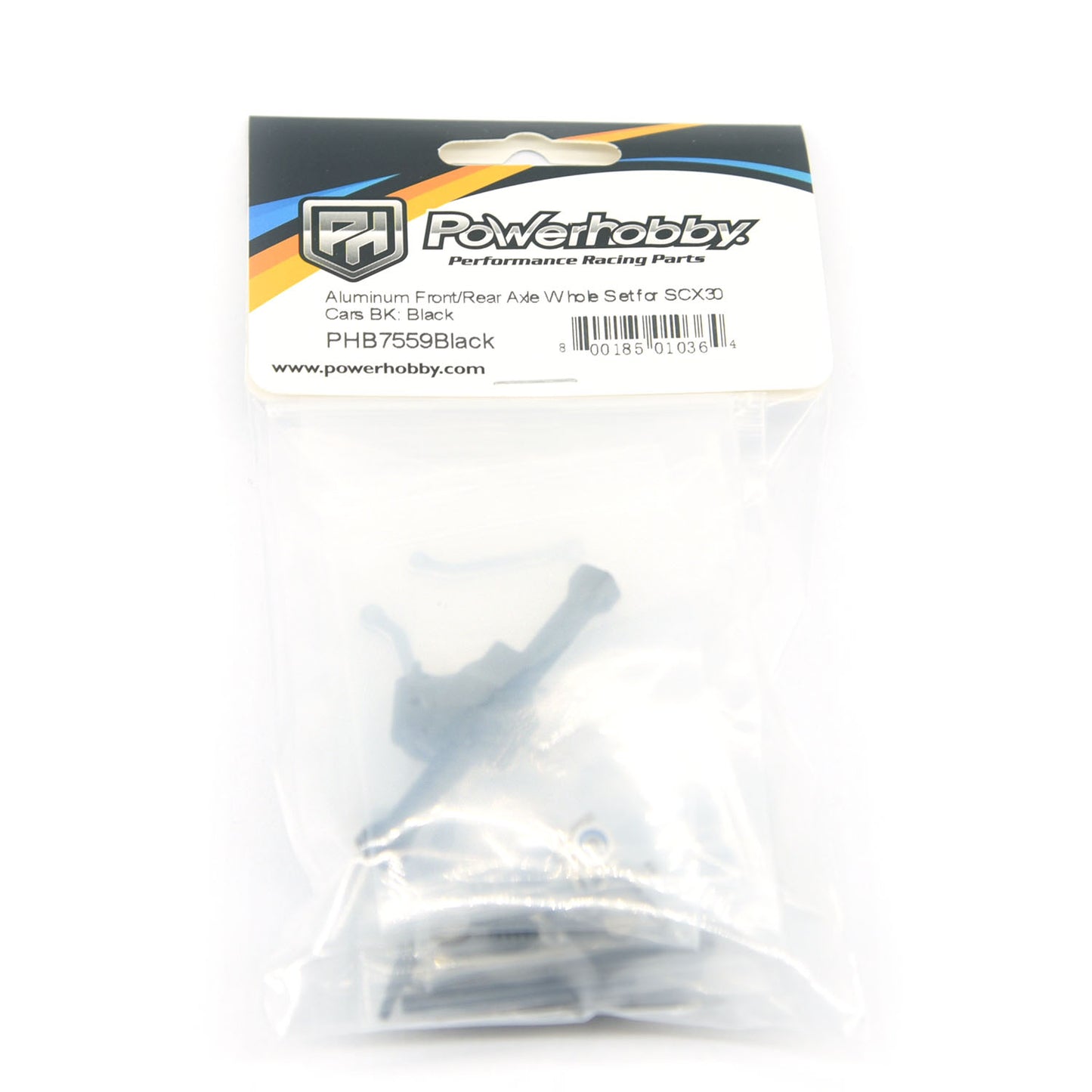 Powerhobby Aluminum Front + Rear Complete Axles w Brass Upgrades Black Axial SCX30