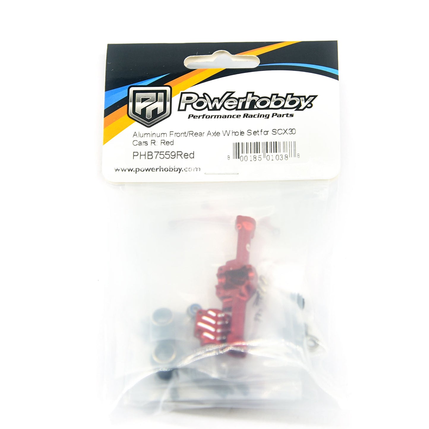 Powerhobby Aluminum Front + Rear Complete Axles w Brass Upgrades Red Axial SCX30