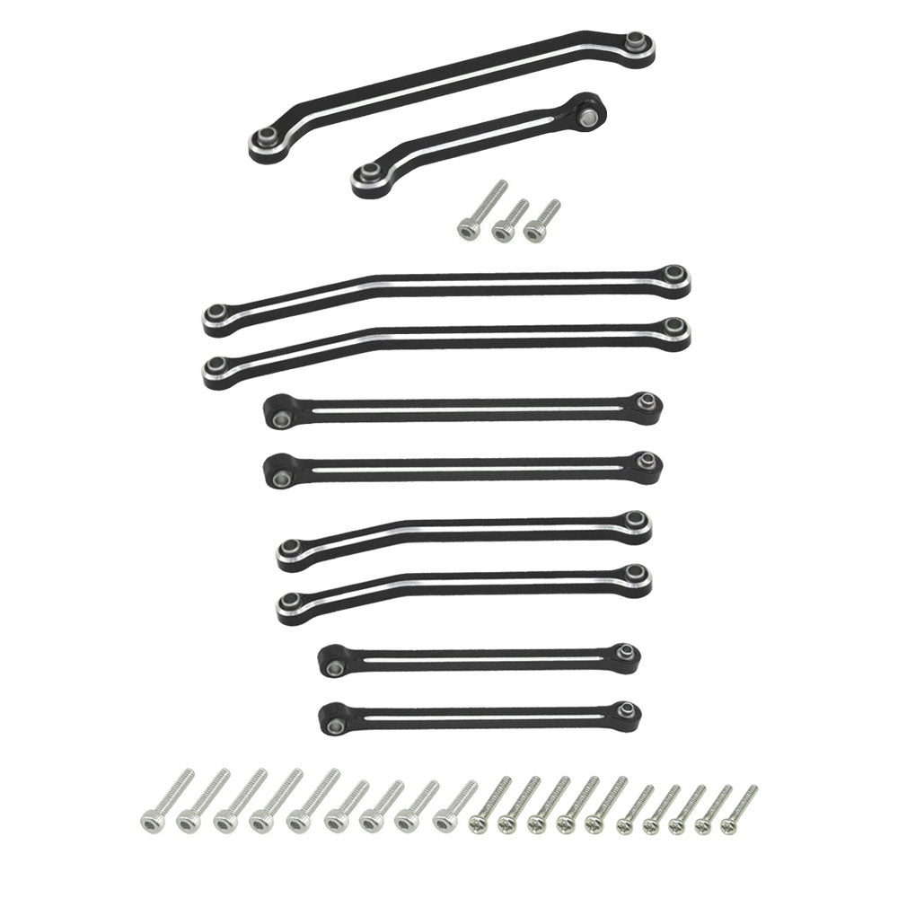 Powerhobby Aluminum Chassis Links + Steering Links Black Axial SCX30