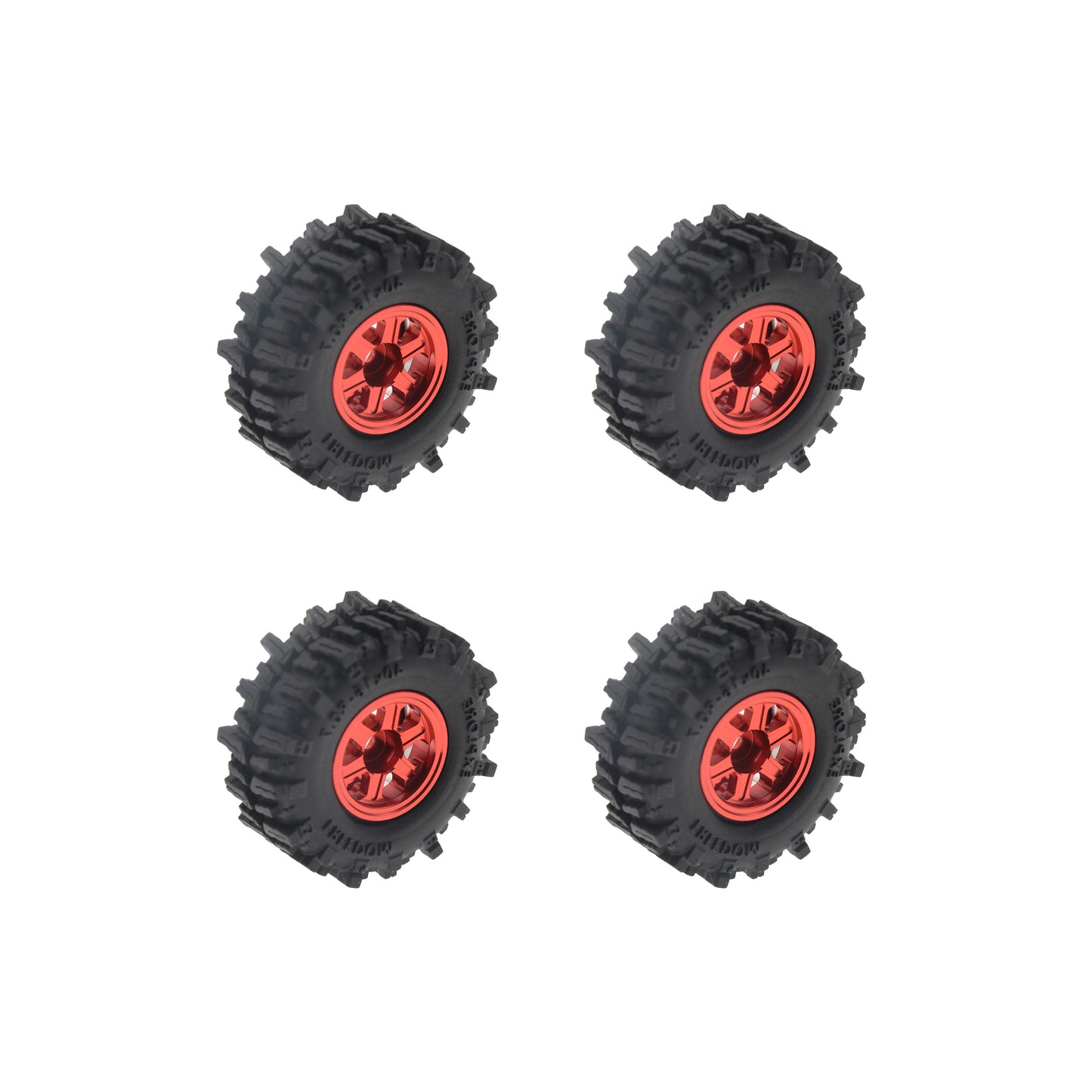 Powerhobby Axial SCX30 0.7" Brass Wheels / Tires (4) Red Type B