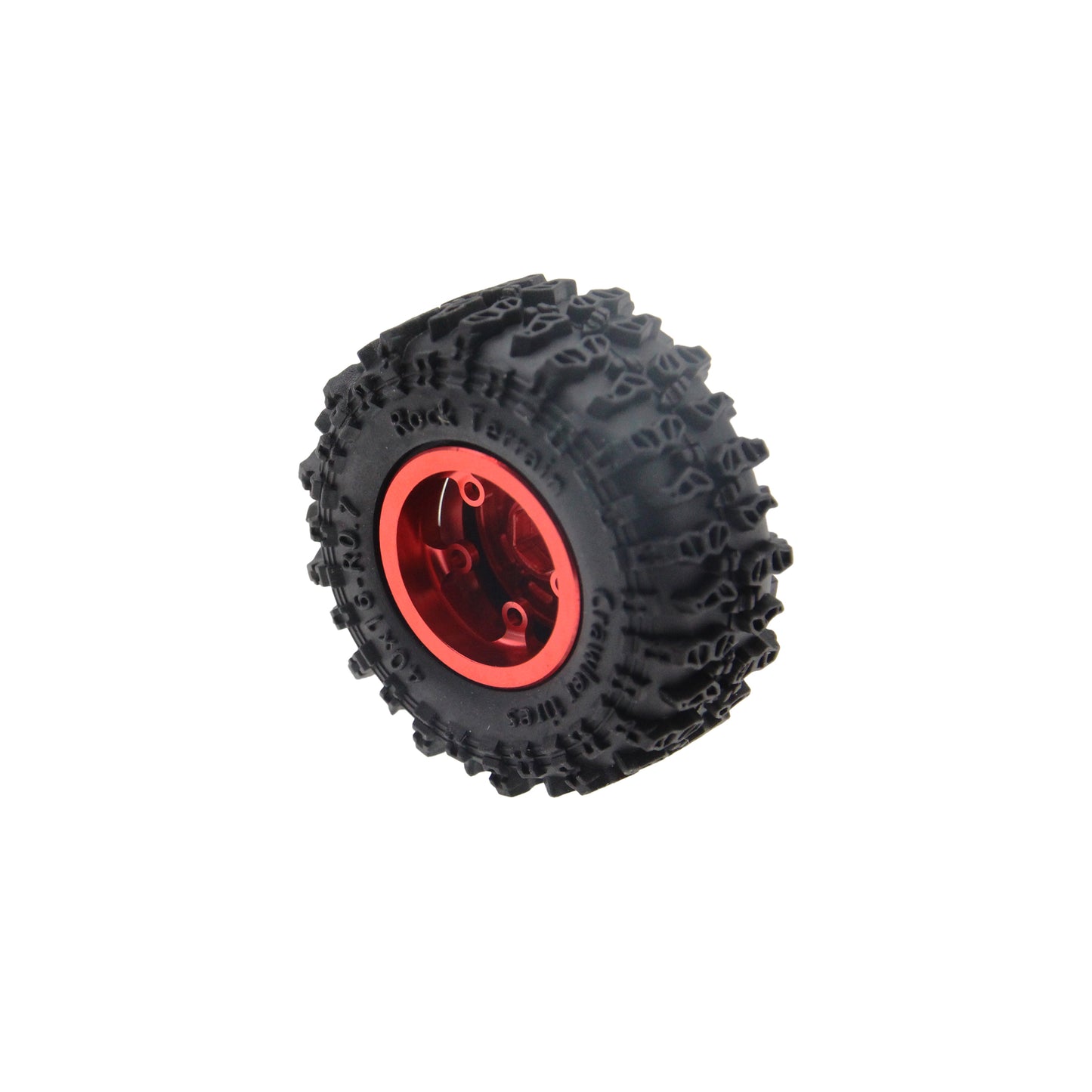 Powerhobby Axial SCX30 0.7" Beadlock Brass Wheels / Tires (4) Red Type A