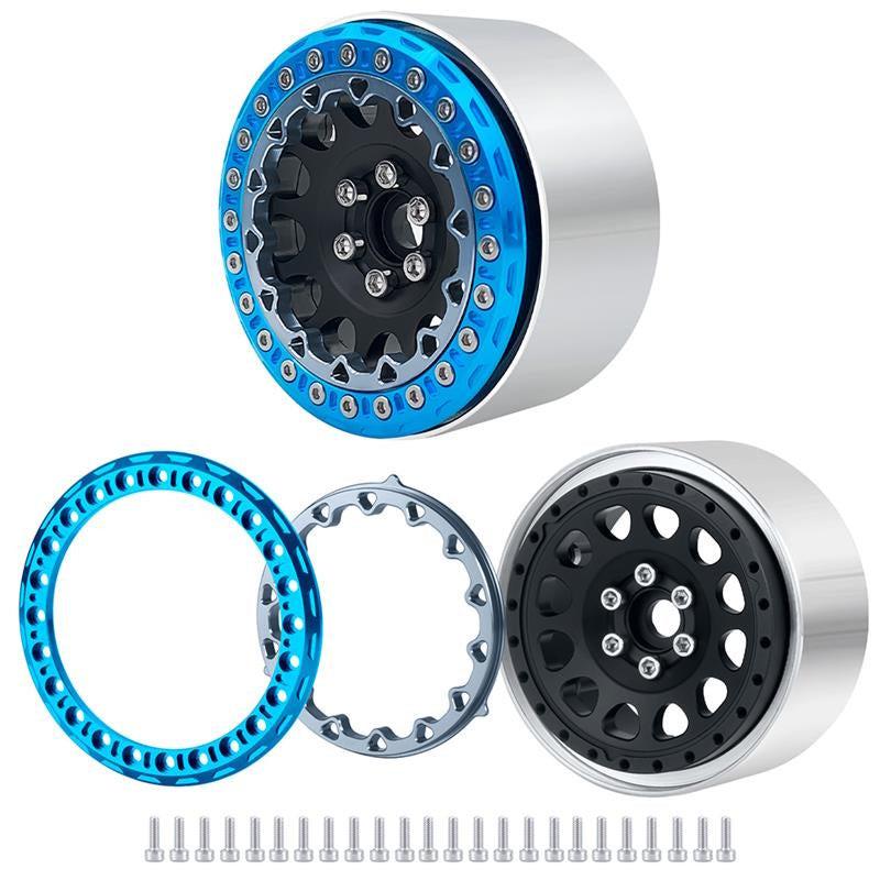 Powerhobby 2.2" Aluminum Wheels Blue / Black (4) 1/10 Rock Crawler