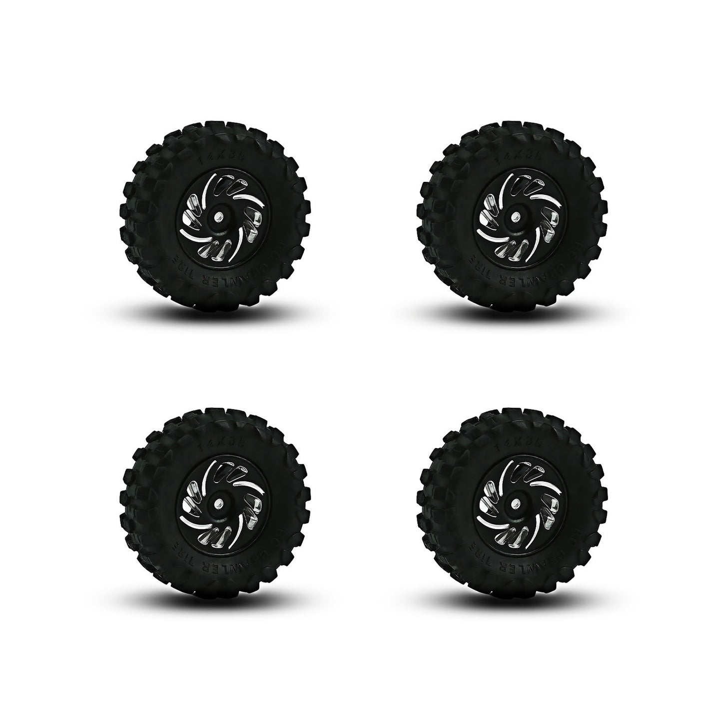 Powerhobby Axial SCX30 Aluminum Beadlock Tires (35mm) / Wheels (4) Black