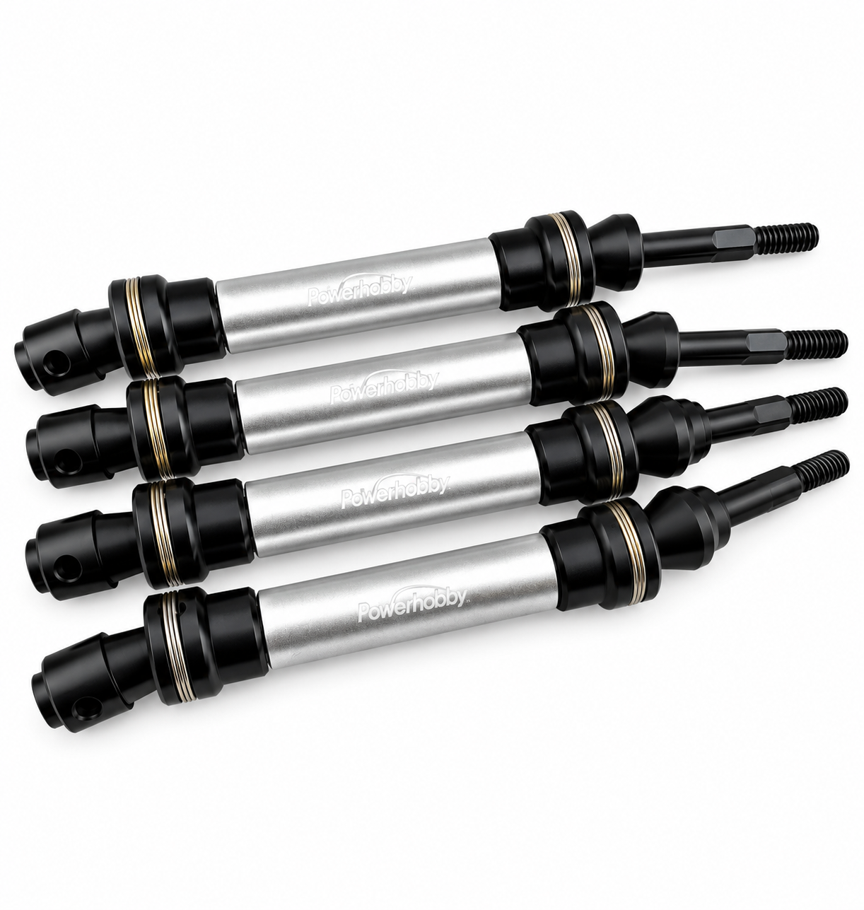 Powerhobby Front & Rear HD Steel Driveshafts / CVD Silver FOR Traxxas Slash 2WD