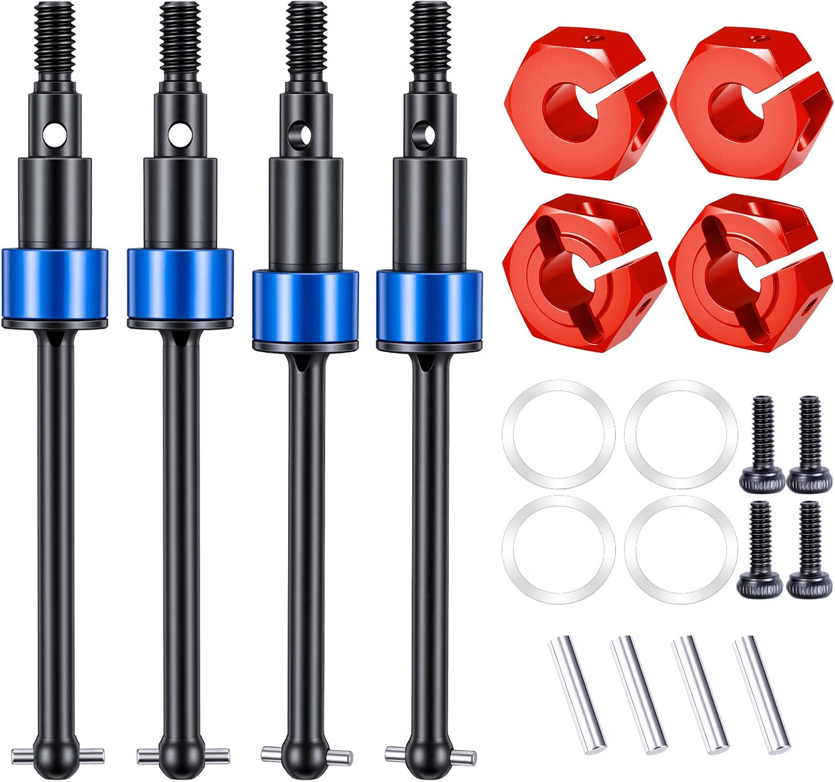 Powerhobby ARRMA 1/14 Mojave GROM Steel Front Rear CVD Axles Drive Shafts Red