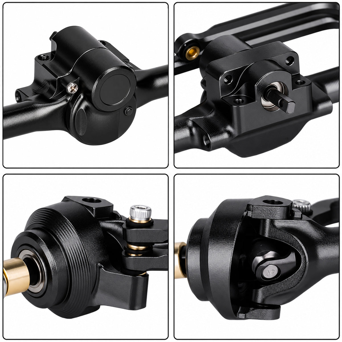Powerhobby Axial SCX30 Front + Rear Aluminum +5MM Axles w Extended Black