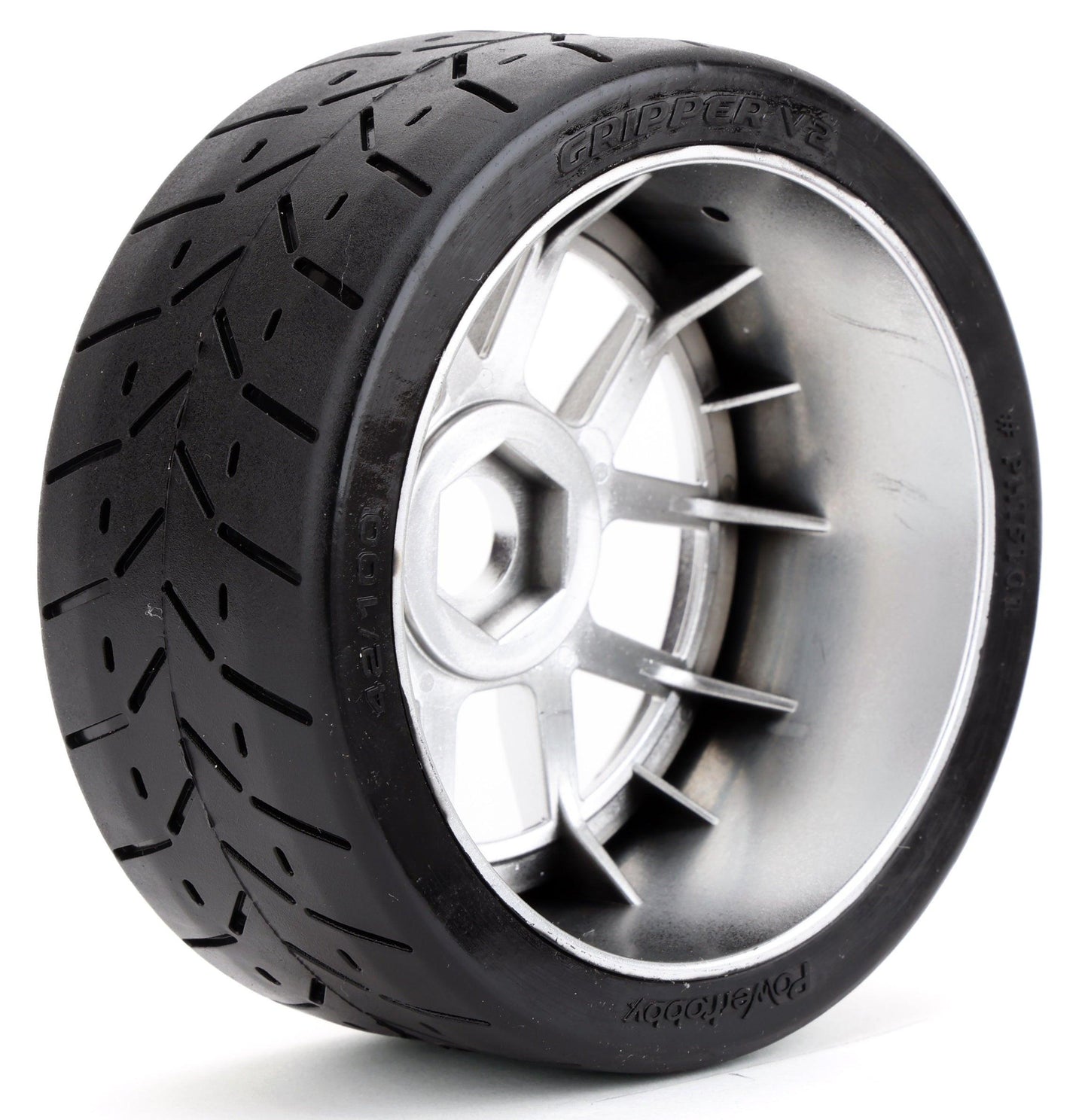 Powerhobby 1/8 Gripper 42/100 Belted Mounted Tires 17mm Chrome Wheels V2.