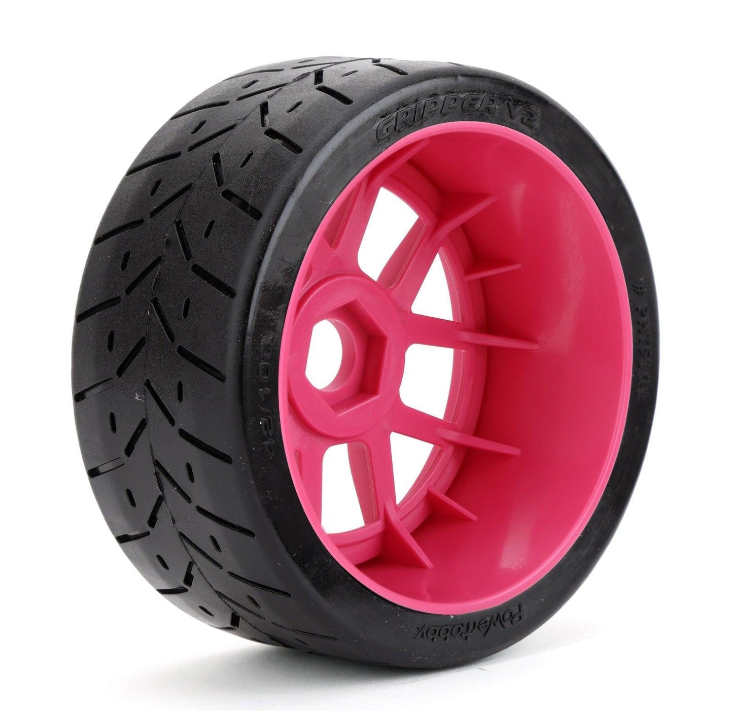 Powerhobby 1/8 Gripper 42/100 Belted Mounted Tires 17mm Hot Pink Wheels V2.
