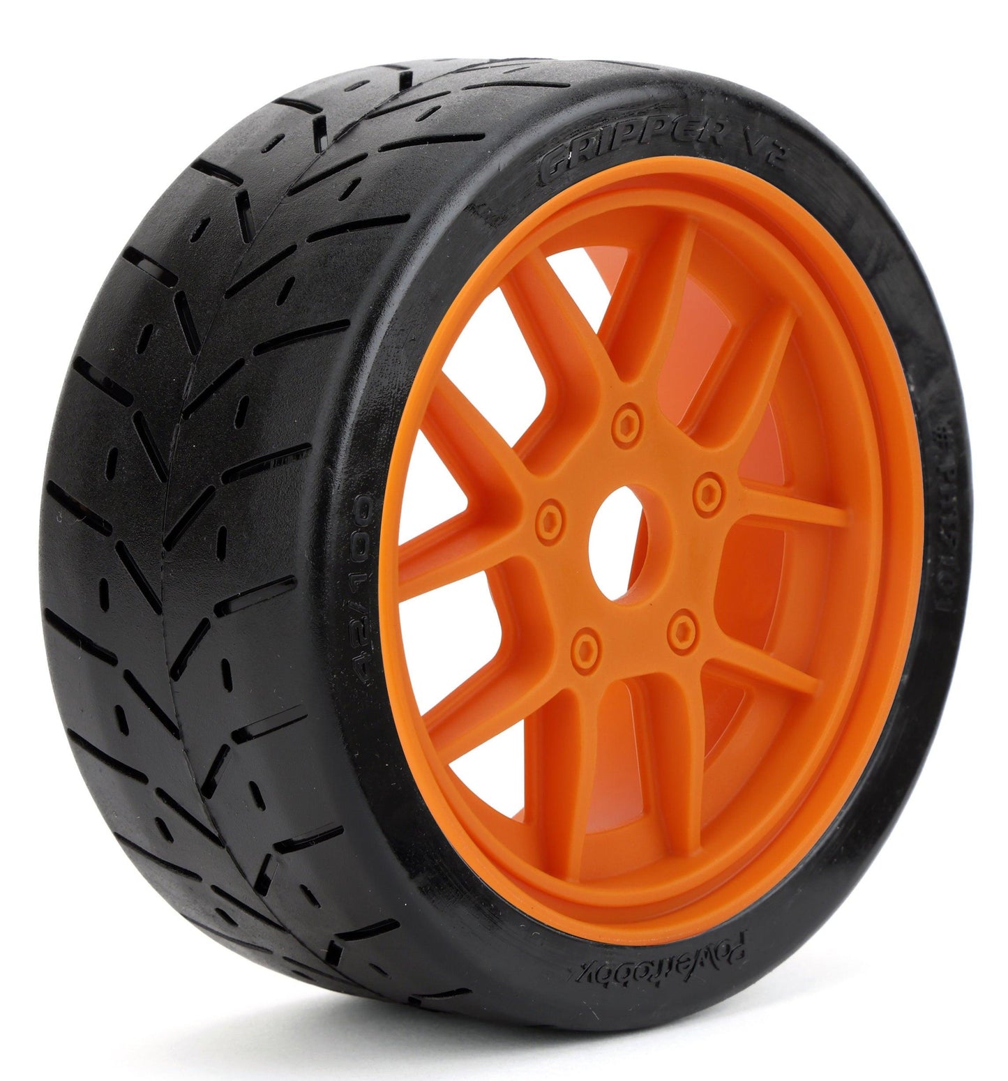 Powerhobby 1/8 Gripper 42/100 Belted Mounted Tires 17mm Orange Wheels V2.