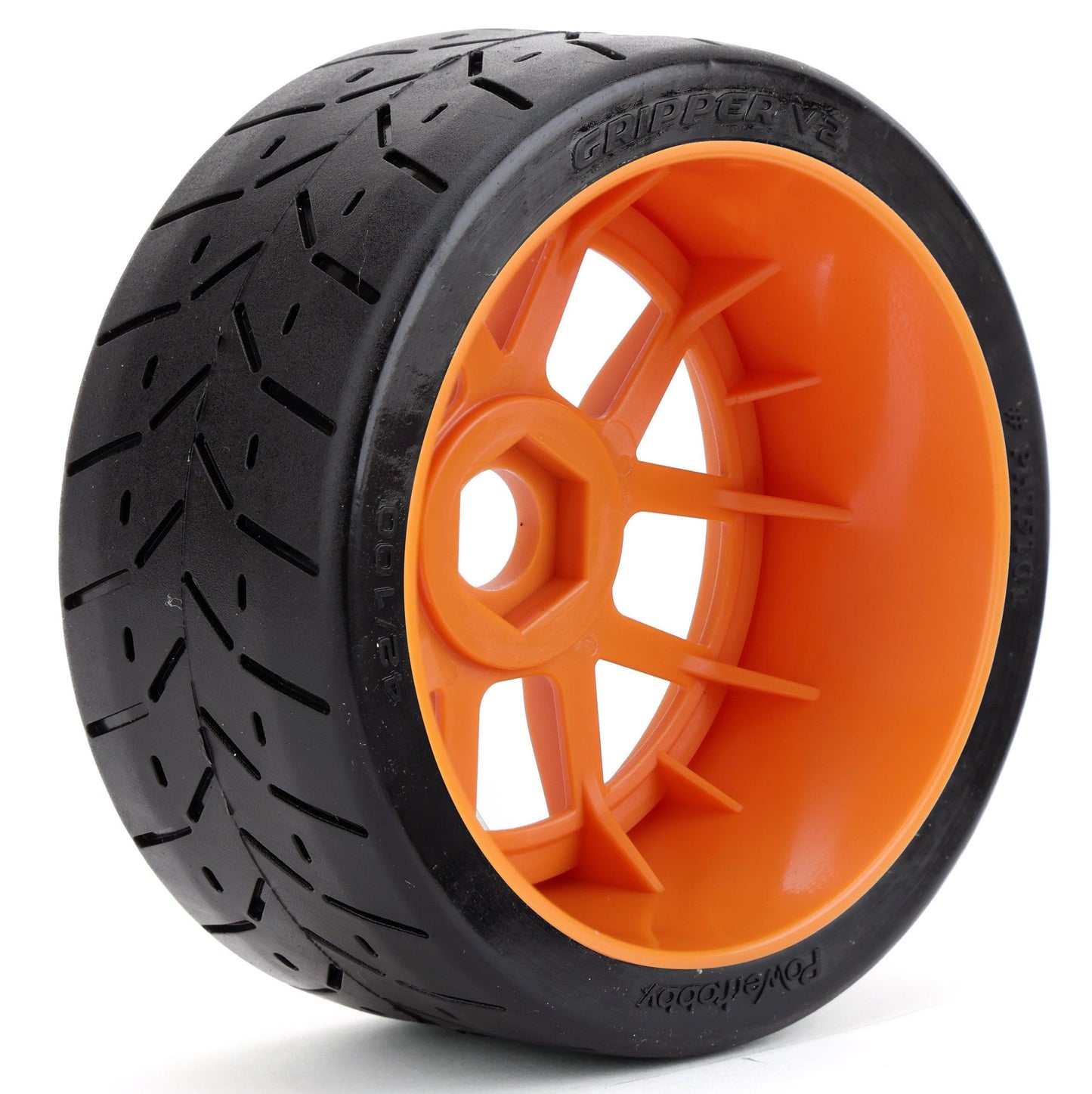 Powerhobby 1/8 Gripper 42/100 Belted Mounted Tires 17mm Orange Wheels V2.