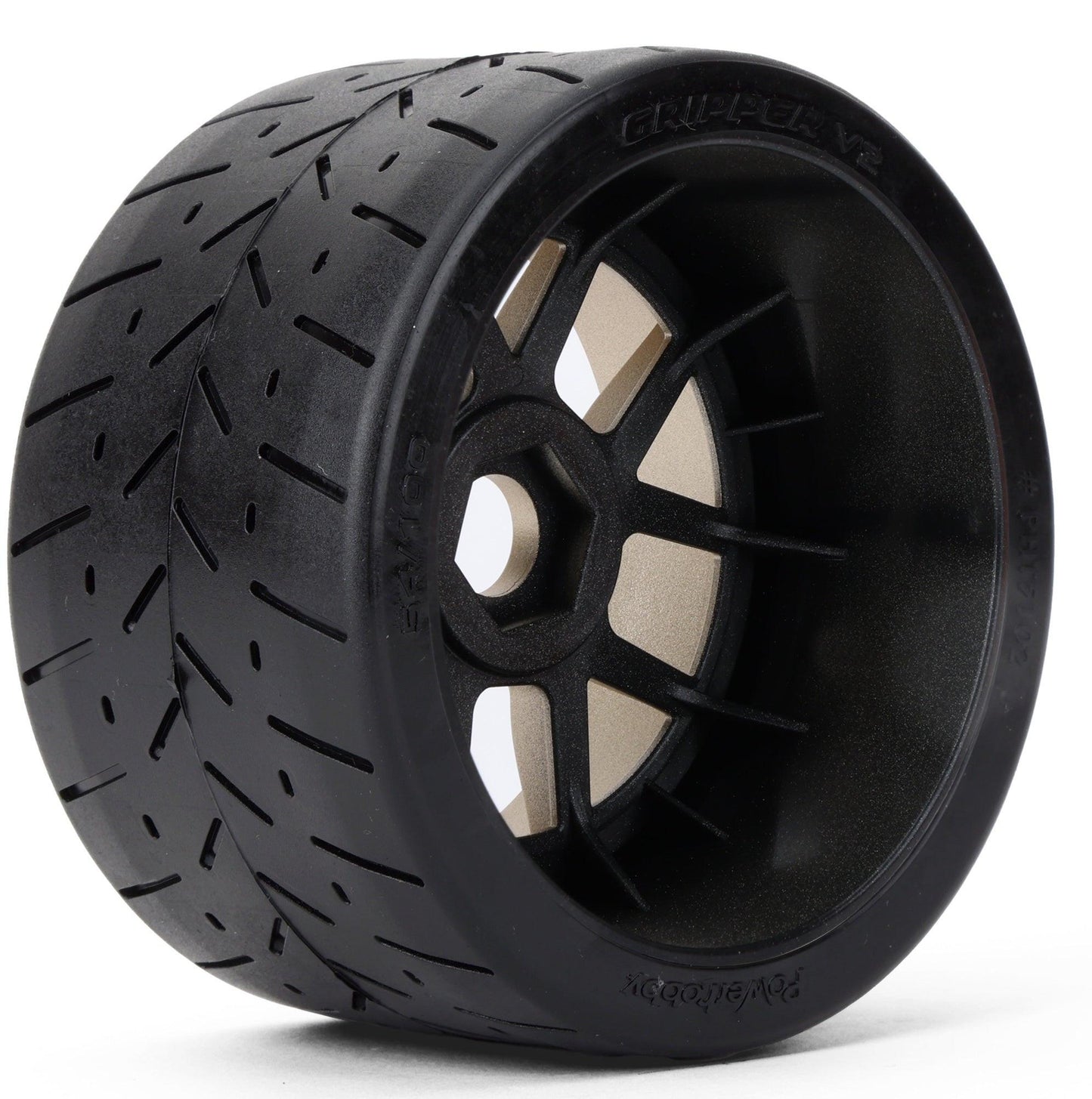 Powerhobby 1/8 Gripper 54/100 Belted Mounted Tires 17mm Gold Wheels V2 (2).