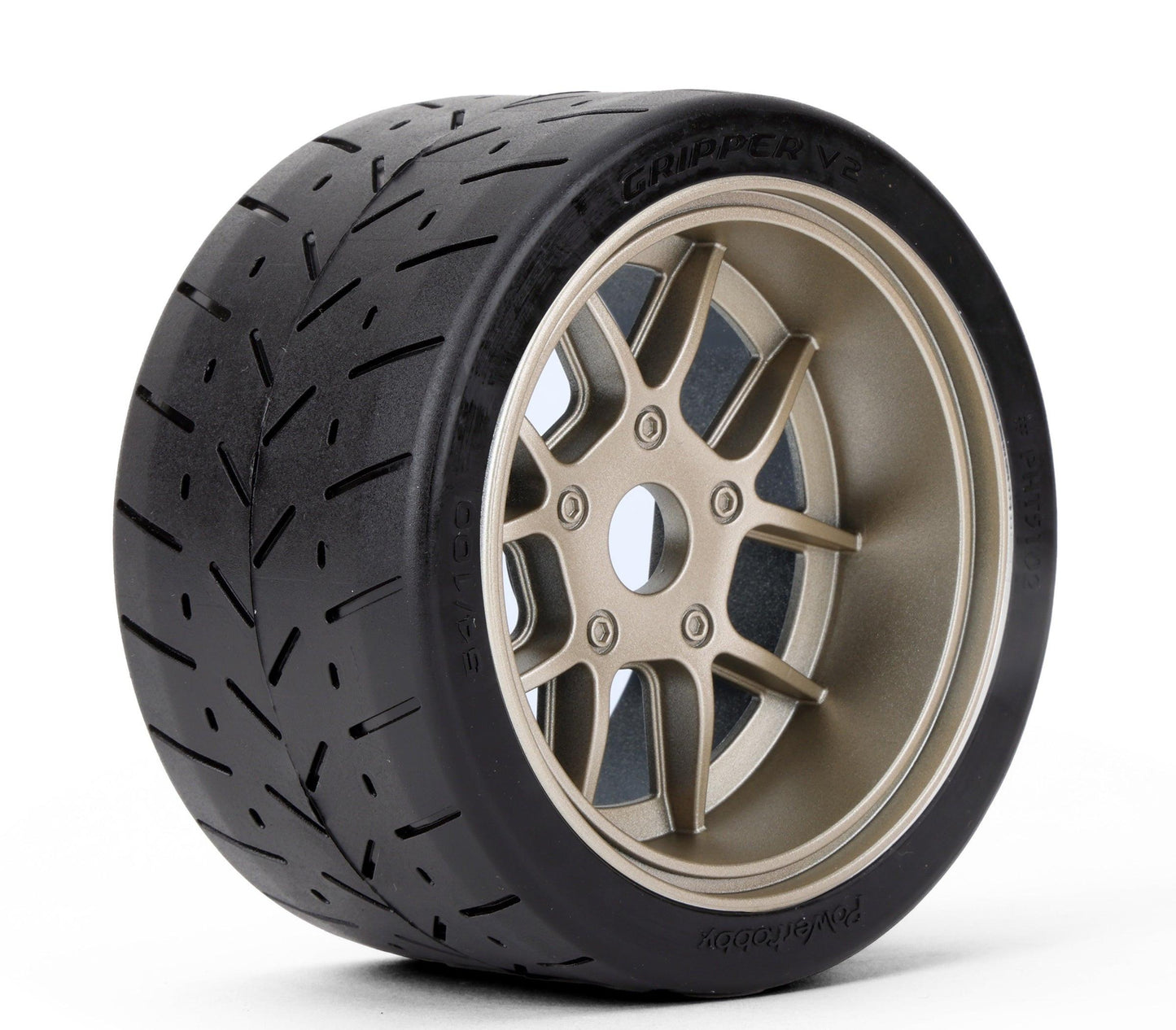 Powerhobby 1/8 Gripper 54/100 Belted Mounted Tires 17mm Gold Wheels V2 (2).