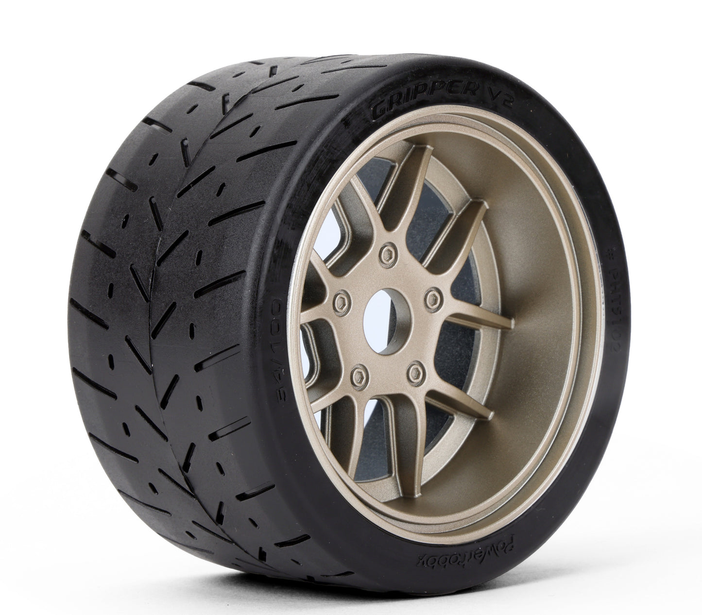 Powerhobby 1/8 Gripper 54/100 Belted Mounted Tires 17mm Gold Wheels V2 (2).