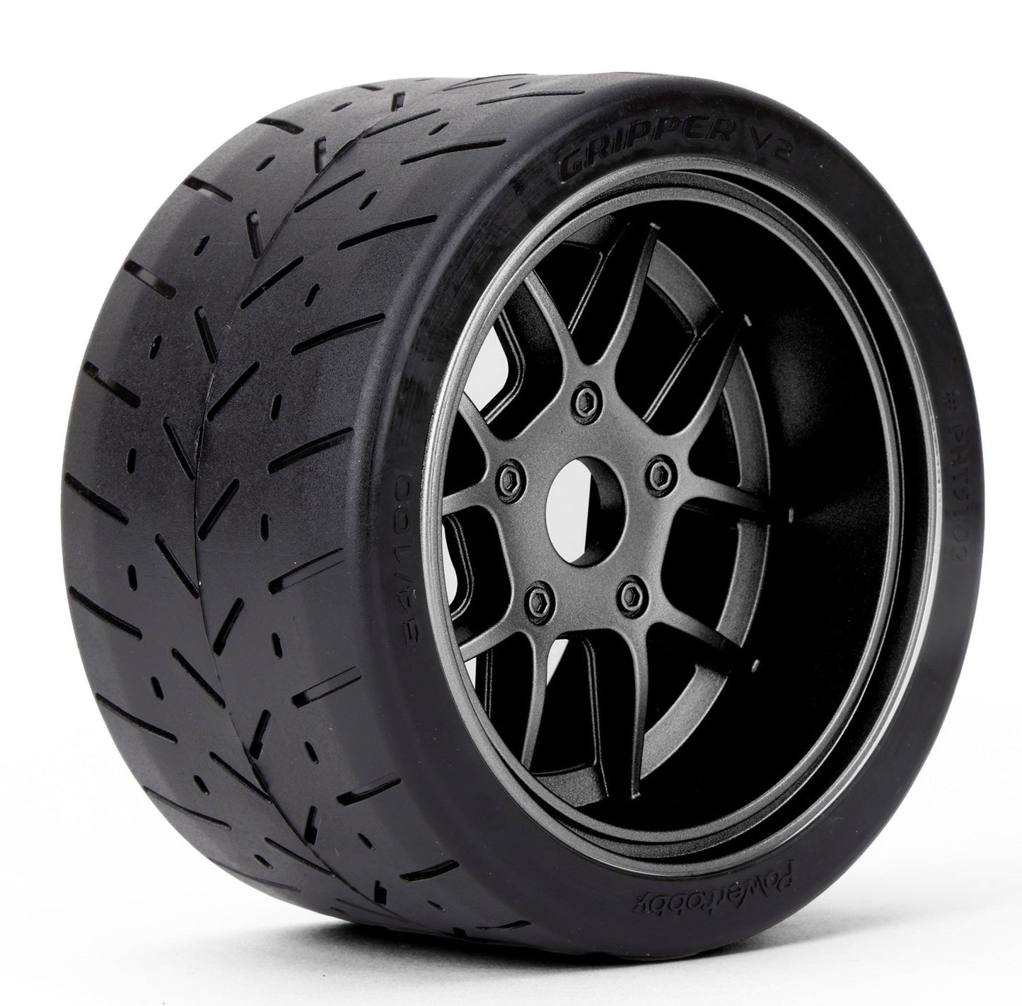 Powerhobby 1/8 Gripper 54/100 Belted Mounted Tires 17mm Black Wheels V2 (2).