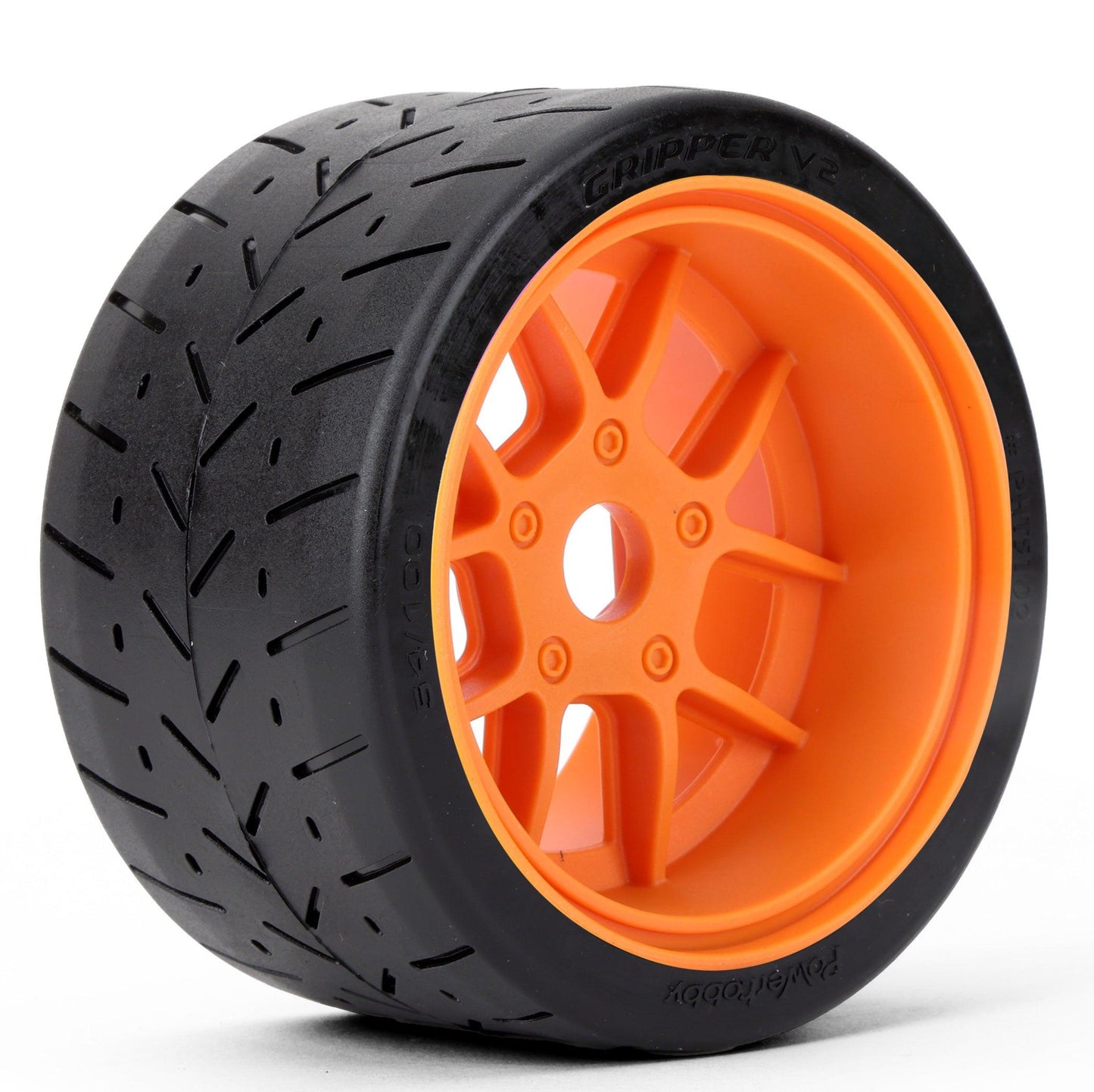 Powerhobby 1/8 Gripper 54/100 Belted Mounted Tires 17mm Orange Wheels V2 (2)