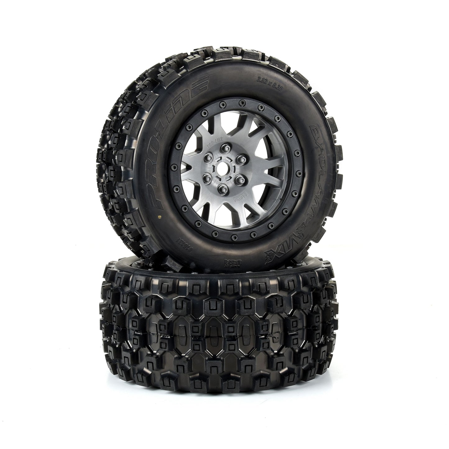 Pro-Line Badlands MX43 Pro-Loc Mounted Tires / Wheels Gray (4) X-Maxx