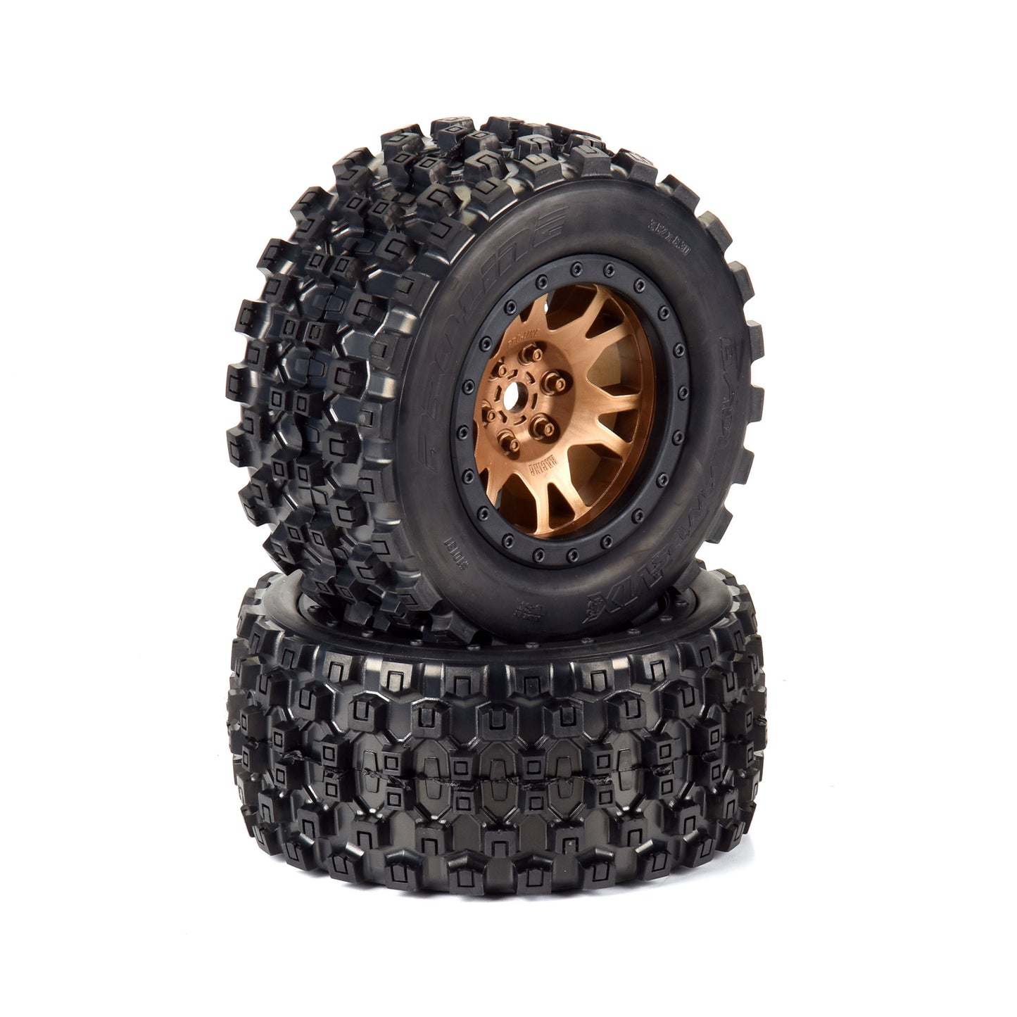 Pro-Line Badlands MX43 Pro-Loc Mounted Tires / Wheels Bronze (4) X-Maxx