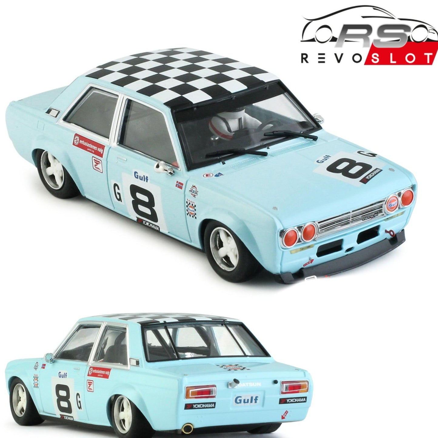 Revoslot Datsun 510 Bull Enger 1972 Revo 1/32 Slot Car RS0304.