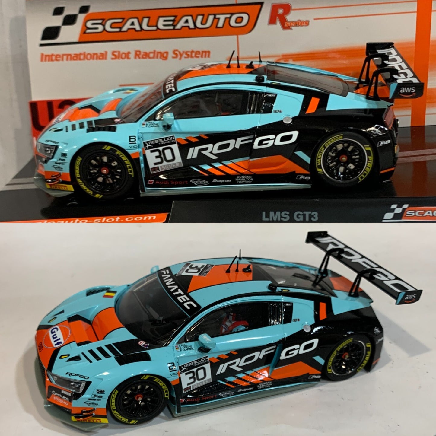 Scaleauto Audi R8 LMS GT3 Gulf World Challenge 2021 R-Series 1/32 Slot Car SC-6352R